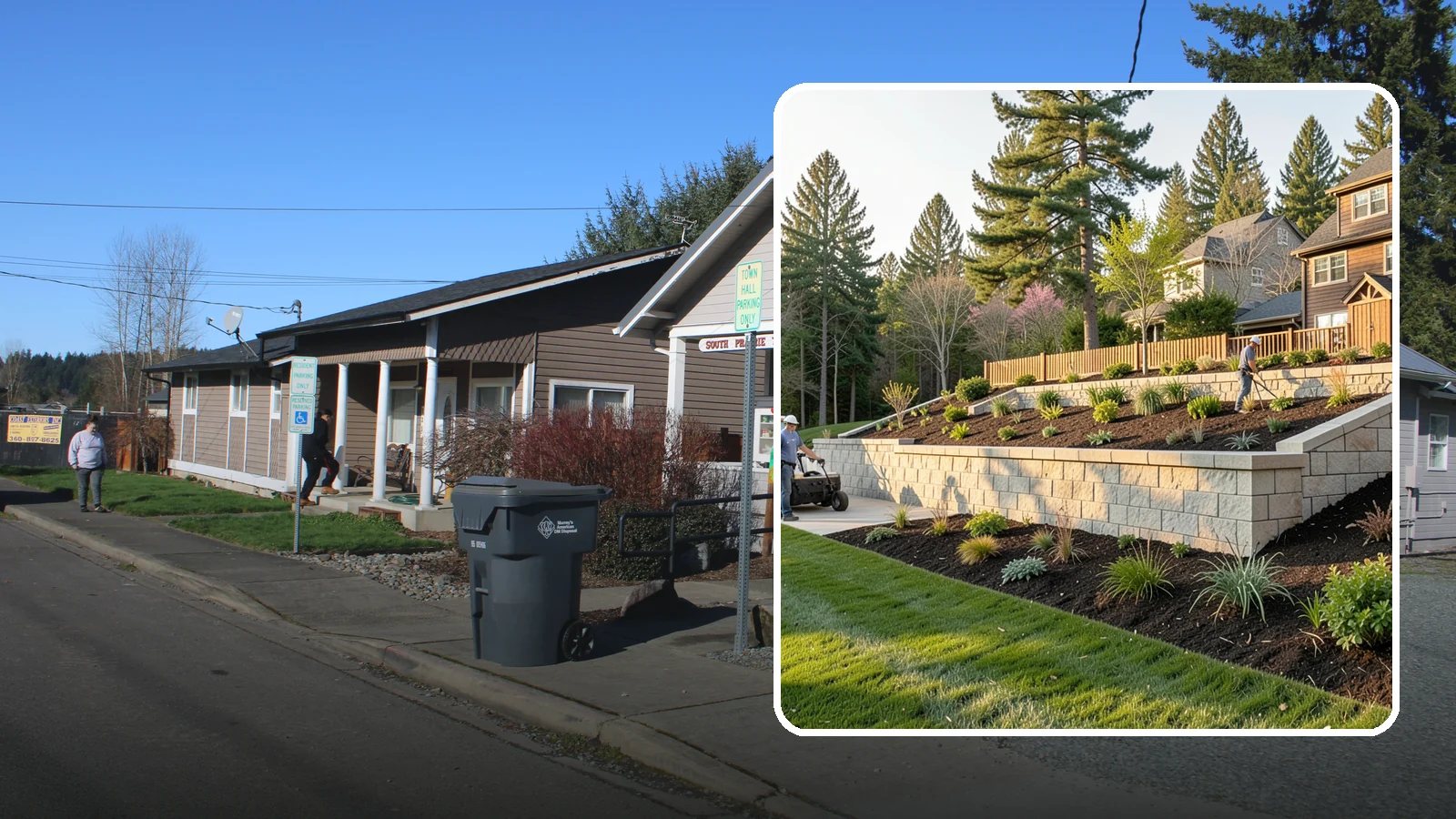Poured Concrete Retaining Wall in South Prairie, Pierce County, WA - A monolithic, engineered poured-concrete wall offering maximum strength for tall or high-load slopes across the Pacific Northwest.