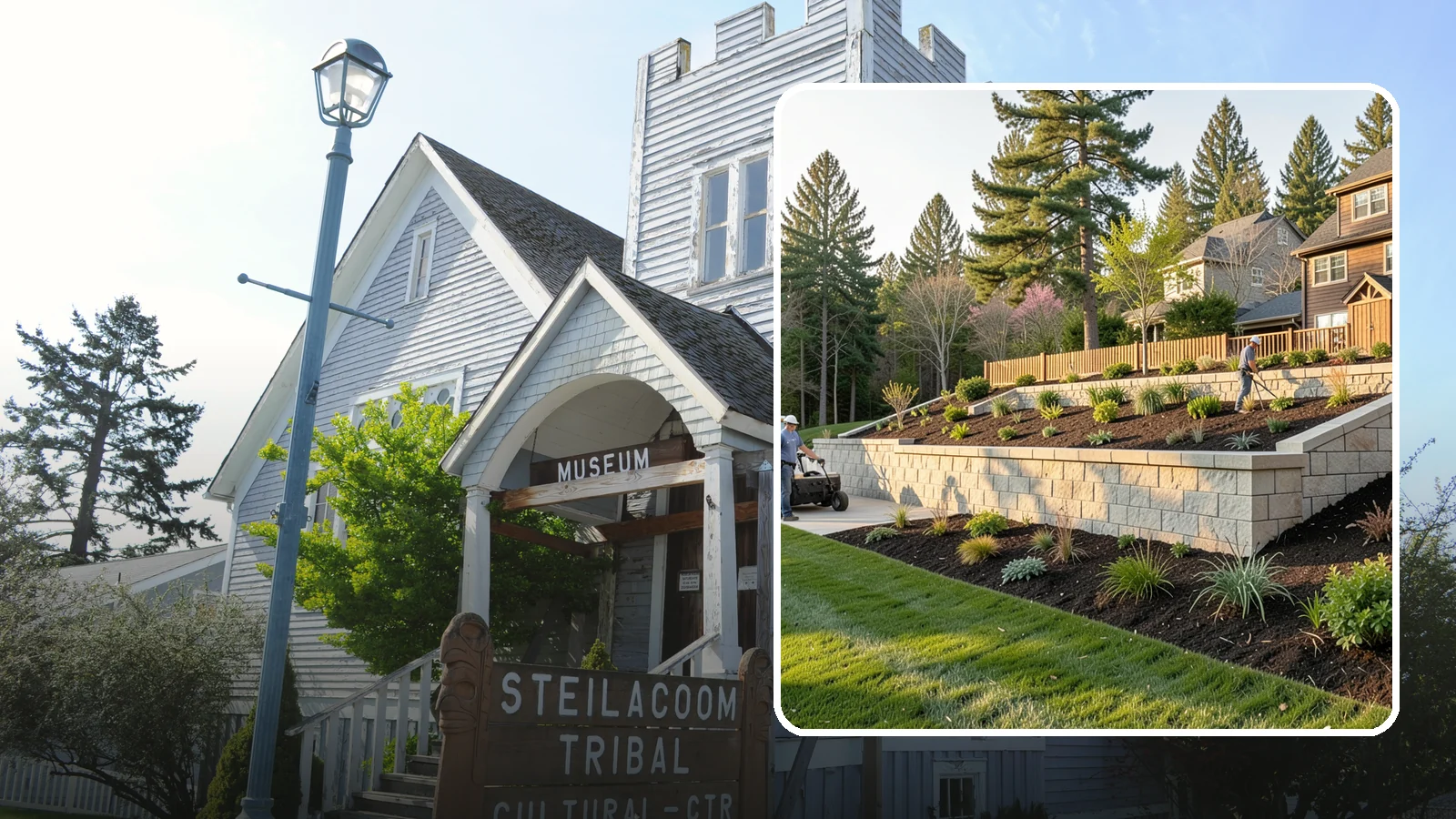 Poured Concrete Retaining Wall in Steilacoom, Pierce County, WA - A monolithic, engineered poured-concrete wall offering maximum strength for tall or high-load slopes across the Pacific Northwest.