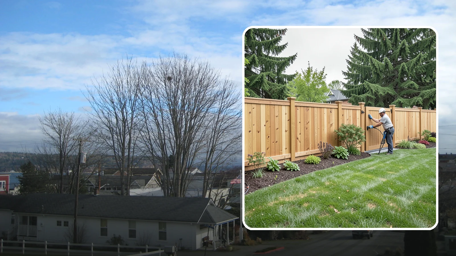 Privacy Fence Installation in Langley, Island County, WA - Solid privacy fencing that blocks sightlines and creates a secluded, quiet outdoor space.