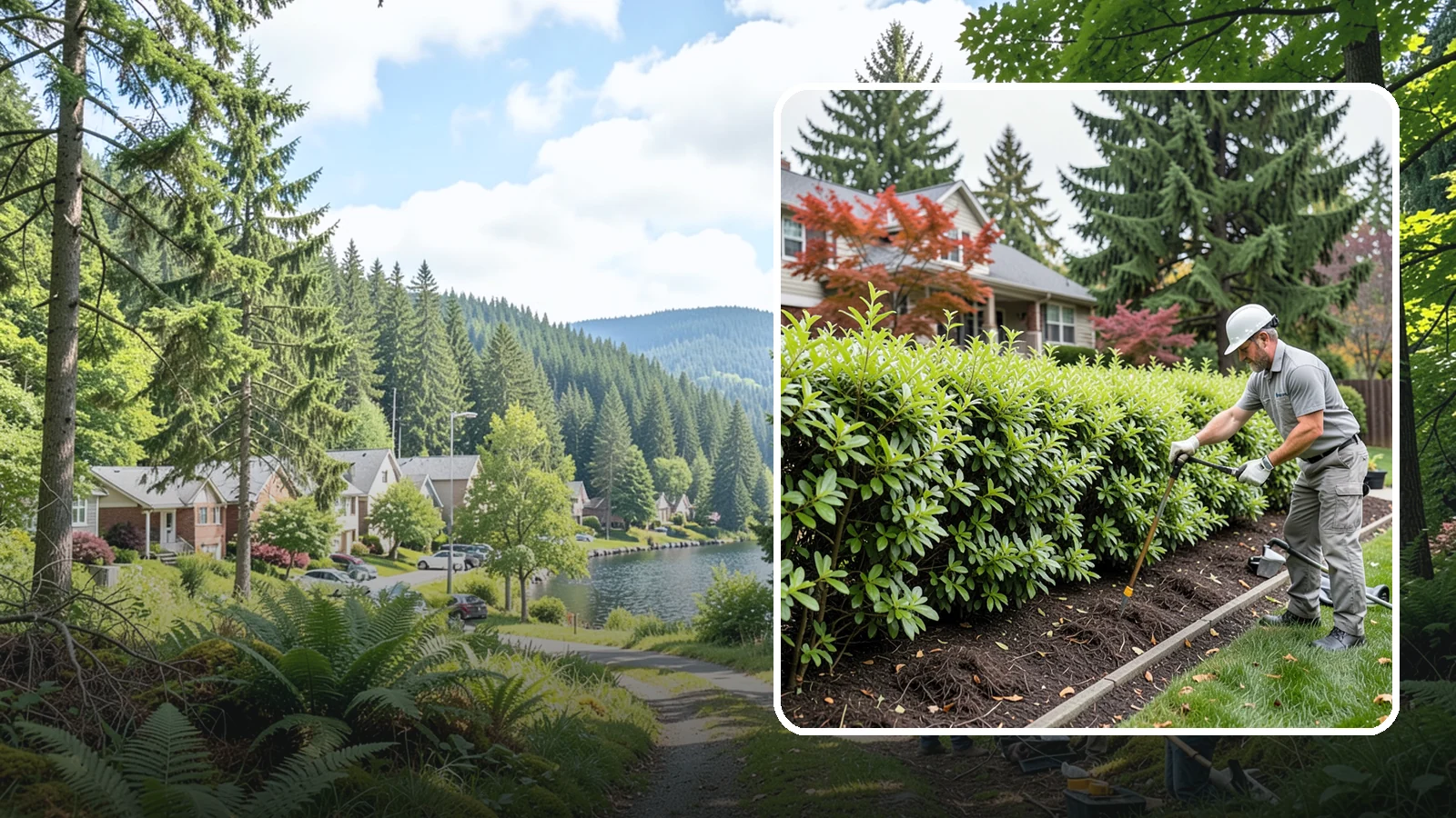 Privacy Hedge Planting in Lake Forest Park, King County, WA - We plant living privacy hedges that create a lush green screen well suited to Northwest yards.