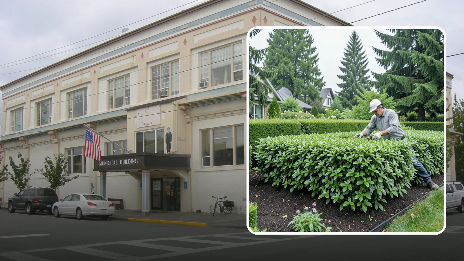 Privet Hedge Trimming in Anacortes, Skagit County, WA - Frequent, formal privet hedge trimming that maintains the crisp, geometric lines this classic fast-growing screen is known for.