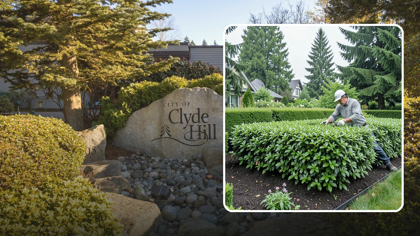 Privet Hedge Trimming in Clyde Hill, King County, WA - Frequent, formal privet hedge trimming that maintains the crisp, geometric lines this classic fast-growing screen is known for.