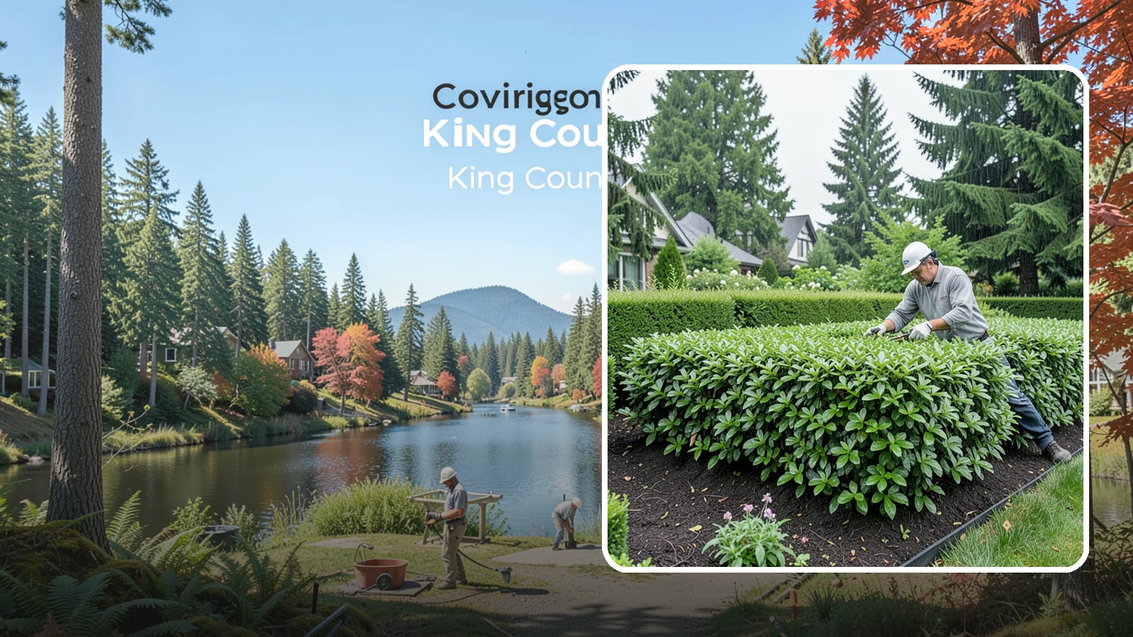 Privet Hedge Trimming in Covington, King County, WA - Frequent, formal privet hedge trimming that maintains the crisp, geometric lines this classic fast-growing screen is known for.