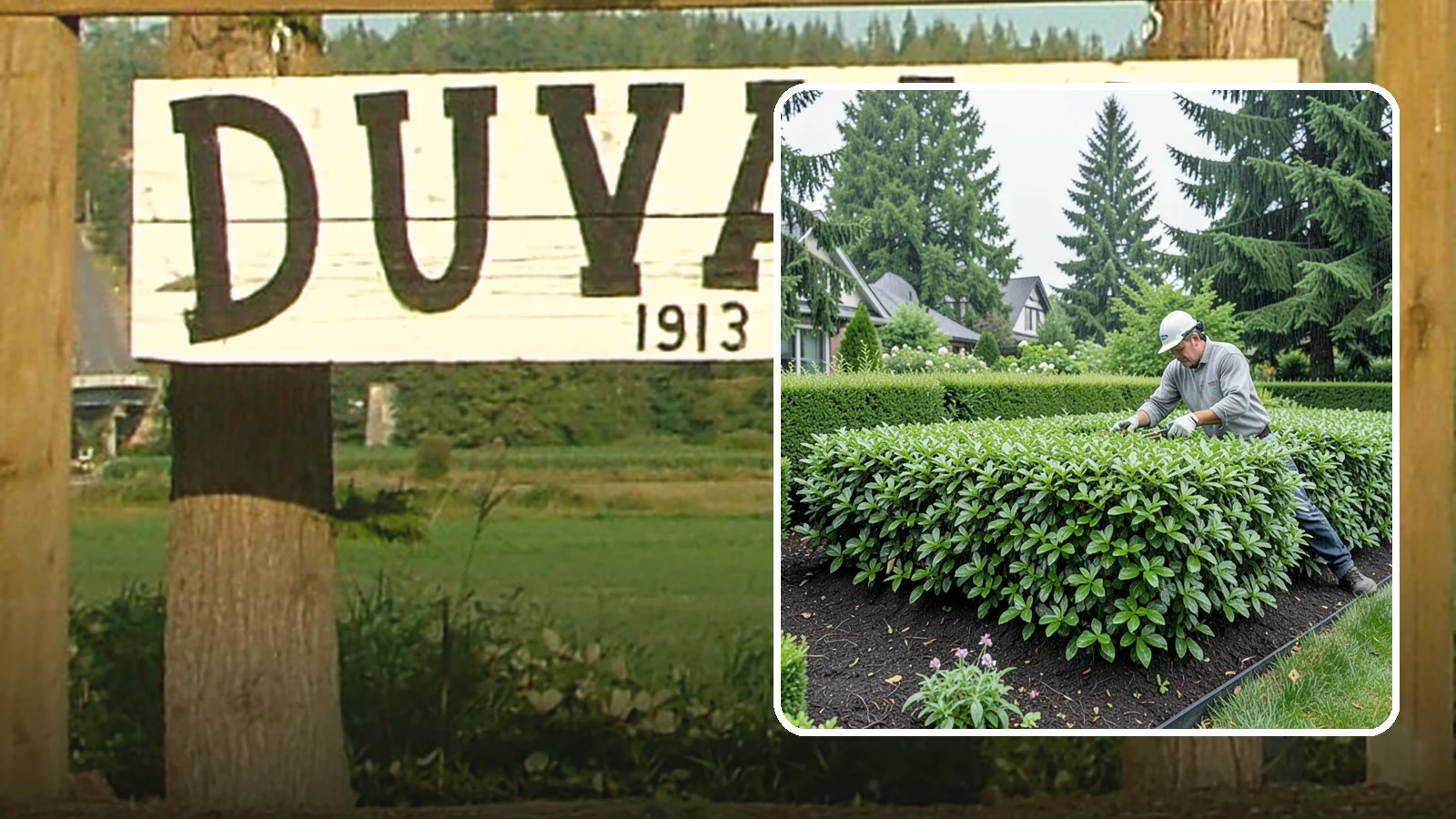 Privet Hedge Trimming in Duvall, King County, WA - Frequent, formal privet hedge trimming that maintains the crisp, geometric lines this classic fast-growing screen is known for.