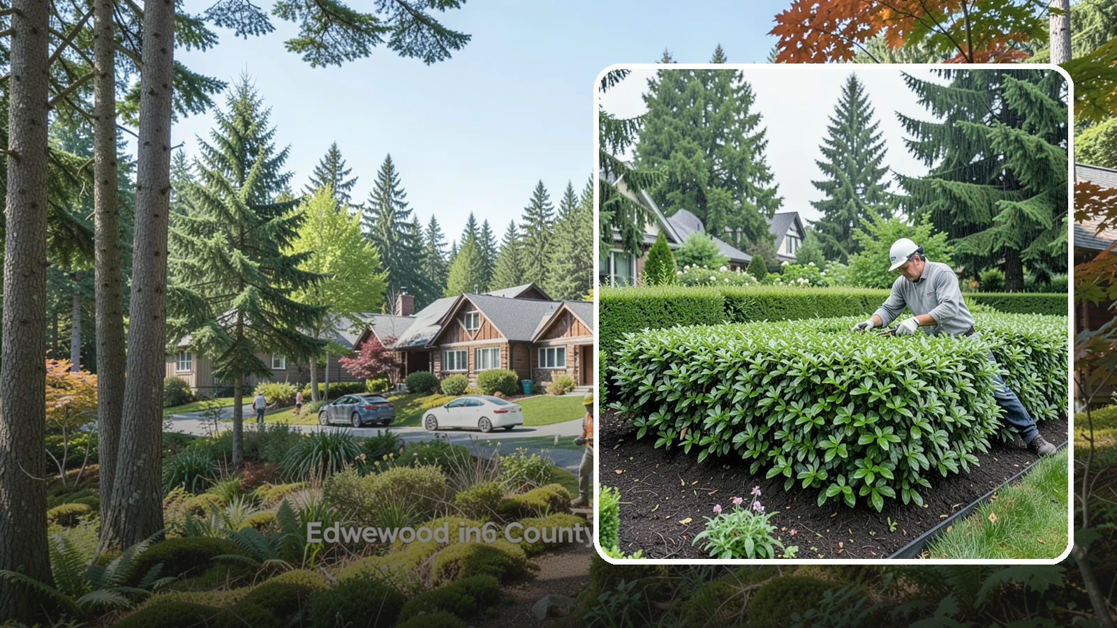 Privet Hedge Trimming in Edgewood, Pierce County, WA - Frequent, formal privet hedge trimming that maintains the crisp, geometric lines this classic fast-growing screen is known for.