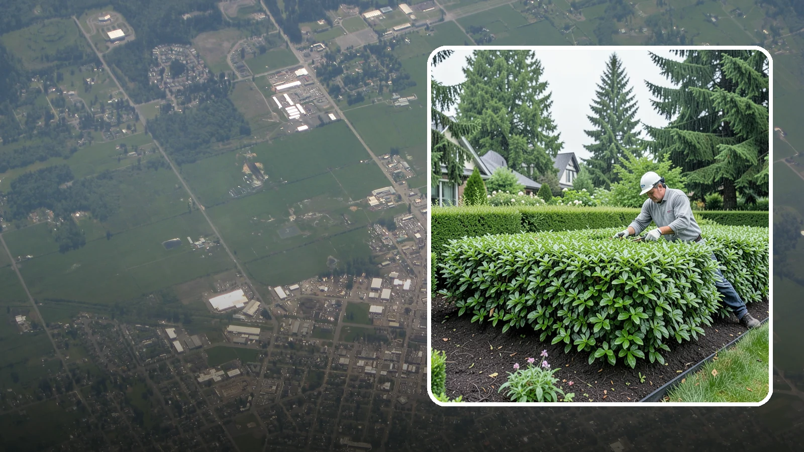 Privet Hedge Trimming in Enumclaw, King County, WA - Frequent, formal privet hedge trimming that maintains the crisp, geometric lines this classic fast-growing screen is known for.