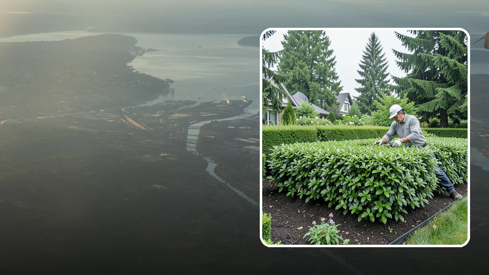 Privet Hedge Trimming in Fife, Pierce County, WA - Frequent, formal privet hedge trimming that maintains the crisp, geometric lines this classic fast-growing screen is known for.