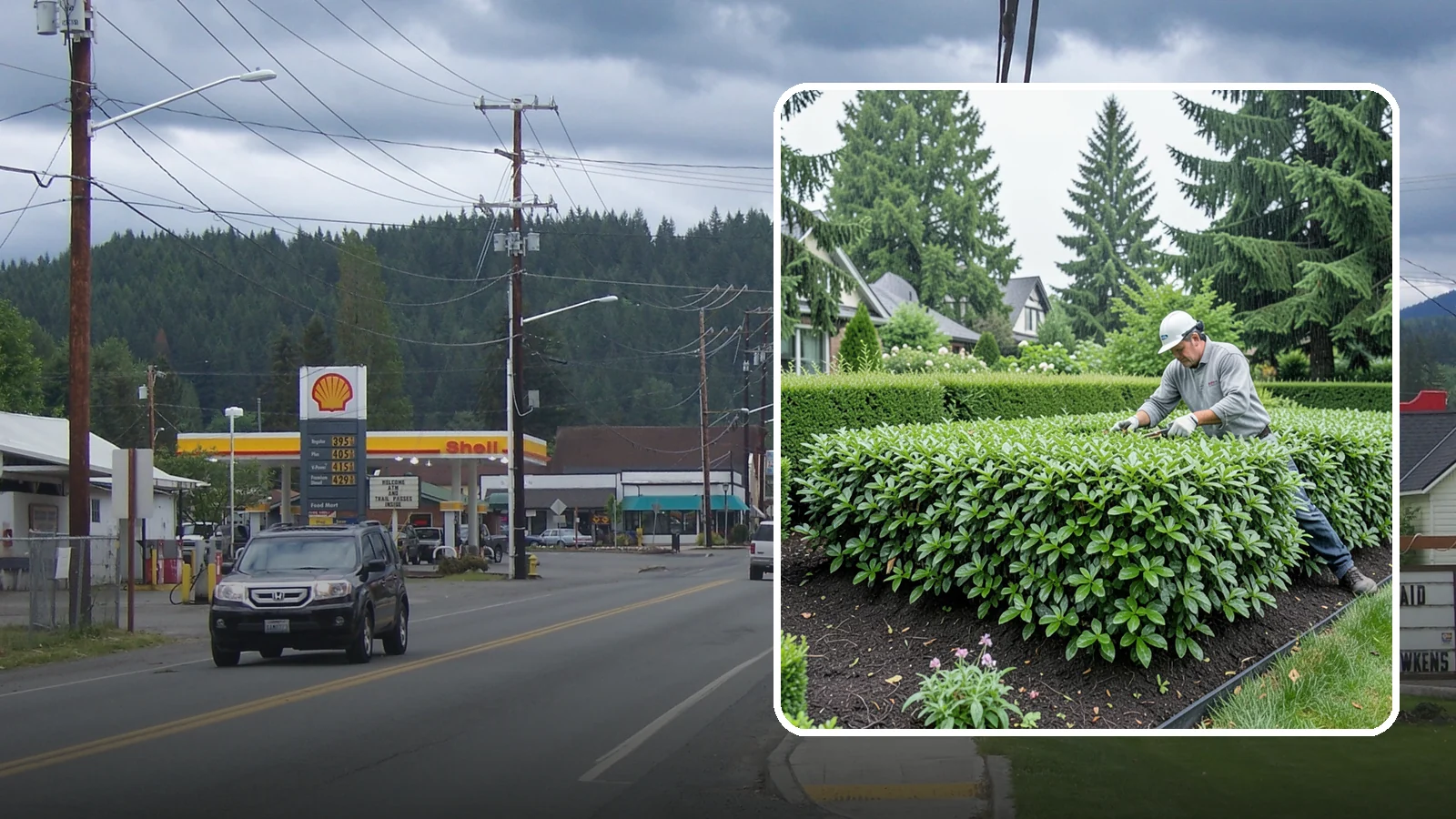 Privet Hedge Trimming in Granite Falls, Snohomish County, WA - Frequent, formal privet hedge trimming that maintains the crisp, geometric lines this classic fast-growing screen is known for.