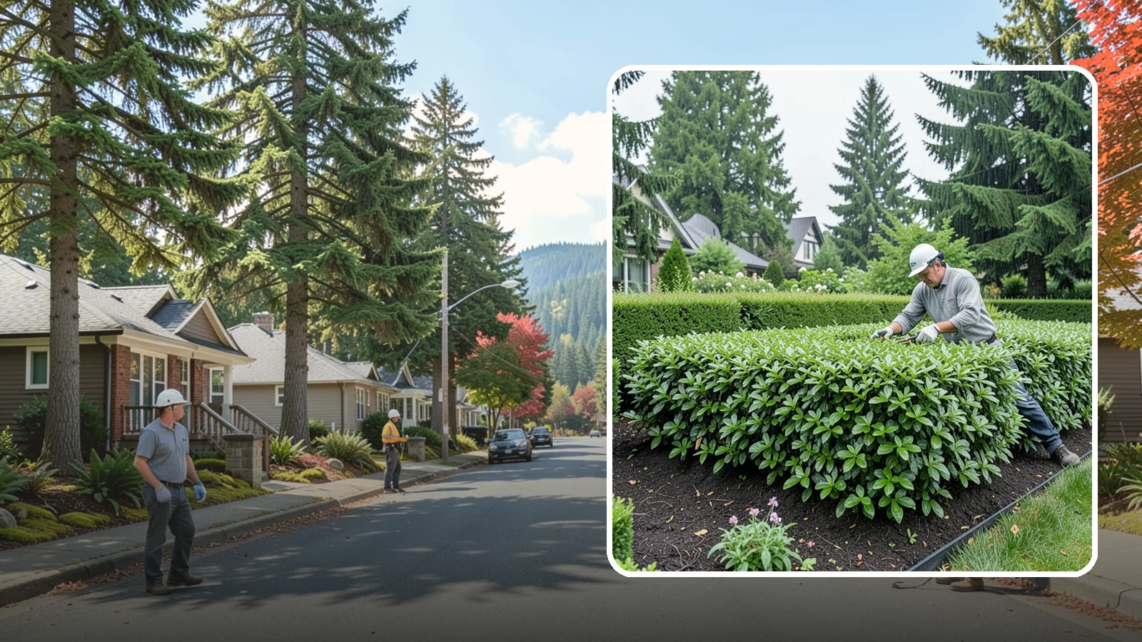 Privet Hedge Trimming in Hunts Point, King County, WA - Frequent, formal privet hedge trimming that maintains the crisp, geometric lines this classic fast-growing screen is known for.