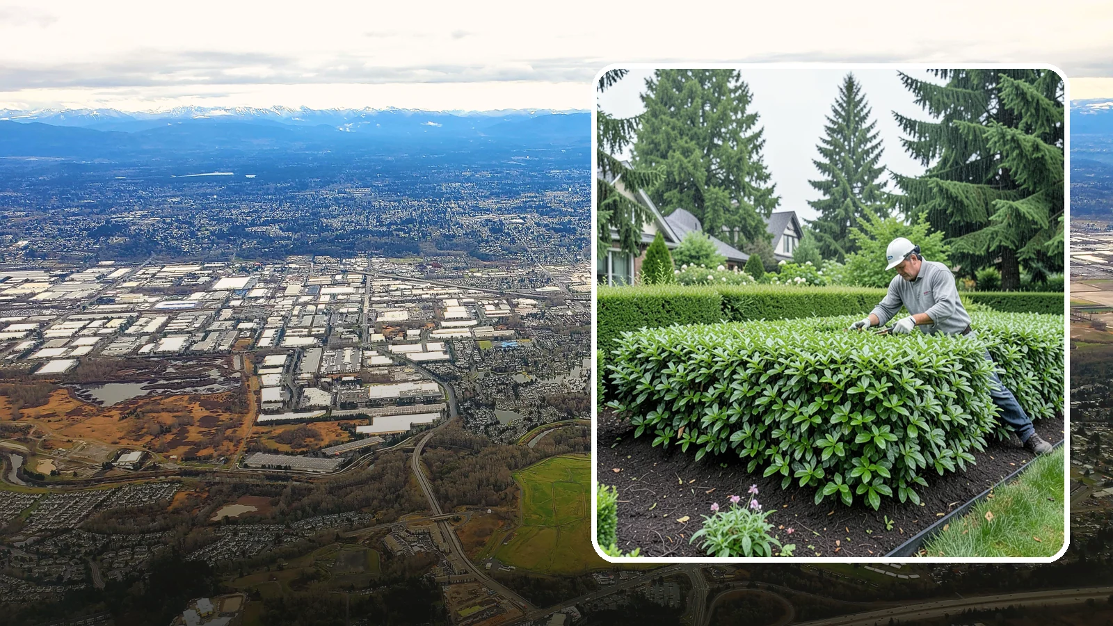 Privet Hedge Trimming in Kent, King County, WA - Frequent, formal privet hedge trimming that maintains the crisp, geometric lines this classic fast-growing screen is known for.