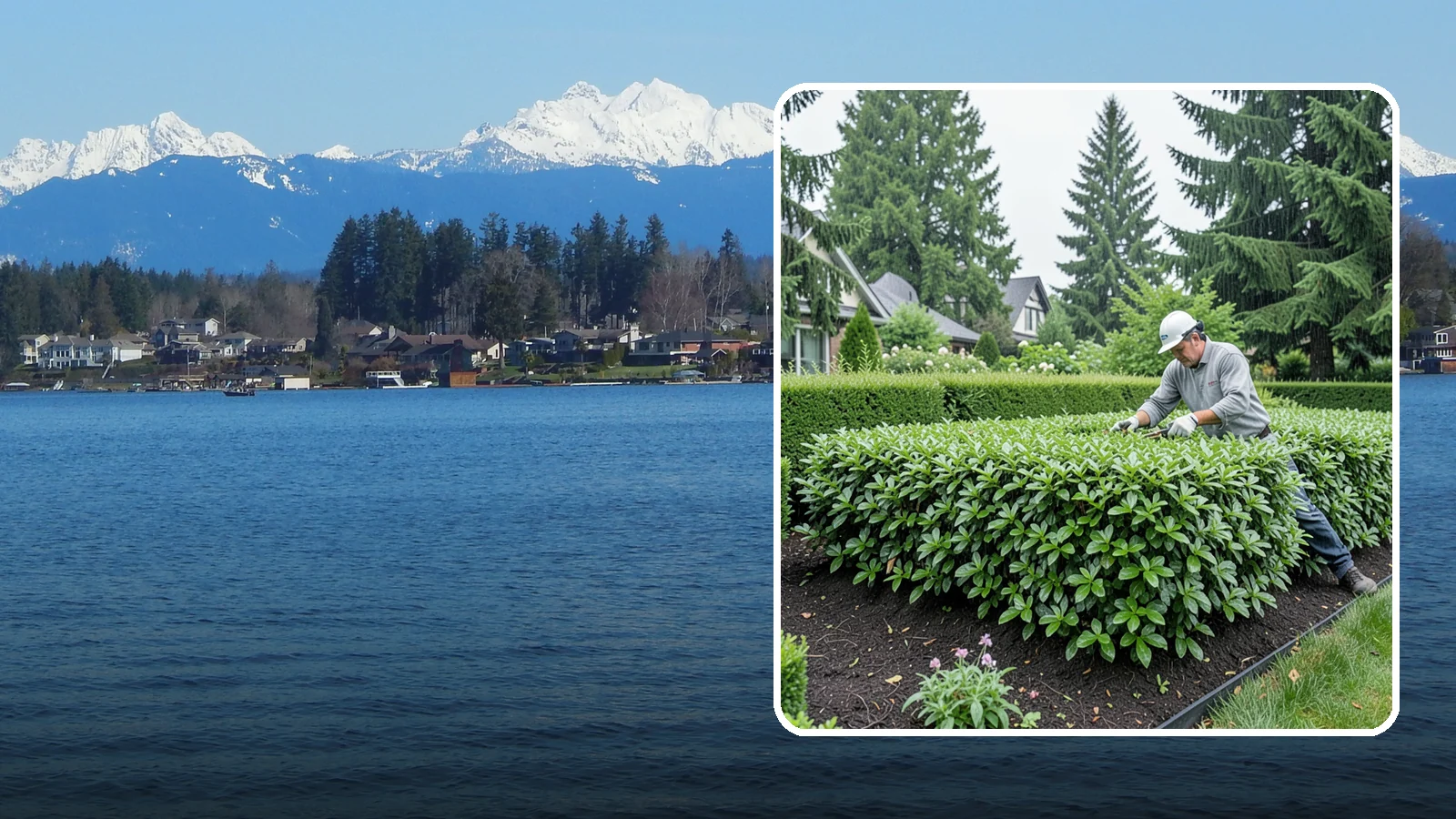Privet Hedge Trimming in Lake Stevens, Snohomish County, WA - Frequent, formal privet hedge trimming that maintains the crisp, geometric lines this classic fast-growing screen is known for.