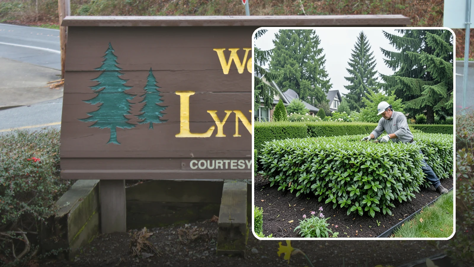 Privet Hedge Trimming in Lynnwood, Snohomish County, WA - Frequent, formal privet hedge trimming that maintains the crisp, geometric lines this classic fast-growing screen is known for.