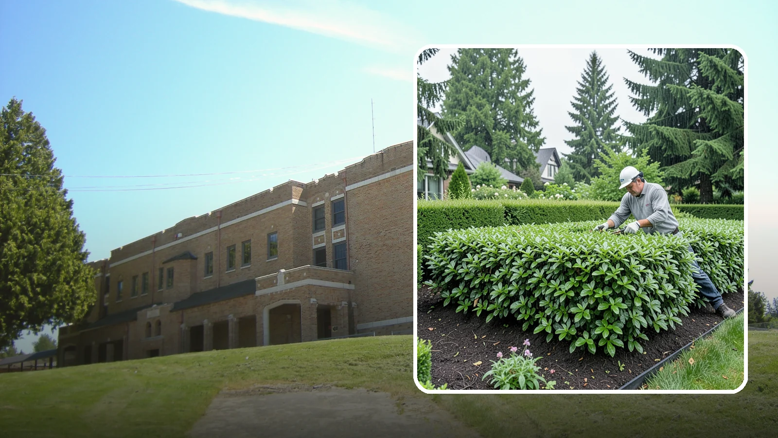 Privet Hedge Trimming in Maple Valley, King County, WA - Frequent, formal privet hedge trimming that maintains the crisp, geometric lines this classic fast-growing screen is known for.