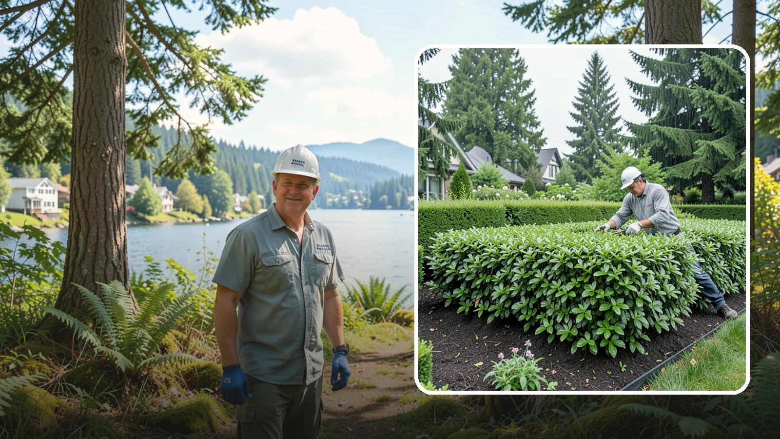 Privet Hedge Trimming in Milton, King County, WA - Frequent, formal privet hedge trimming that maintains the crisp, geometric lines this classic fast-growing screen is known for.