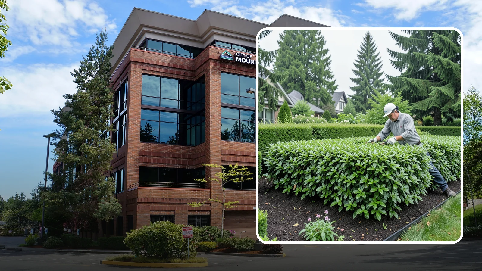 Privet Hedge Trimming in Mountlake Terrace, Snohomish County, WA - Frequent, formal privet hedge trimming that maintains the crisp, geometric lines this classic fast-growing screen is known for.