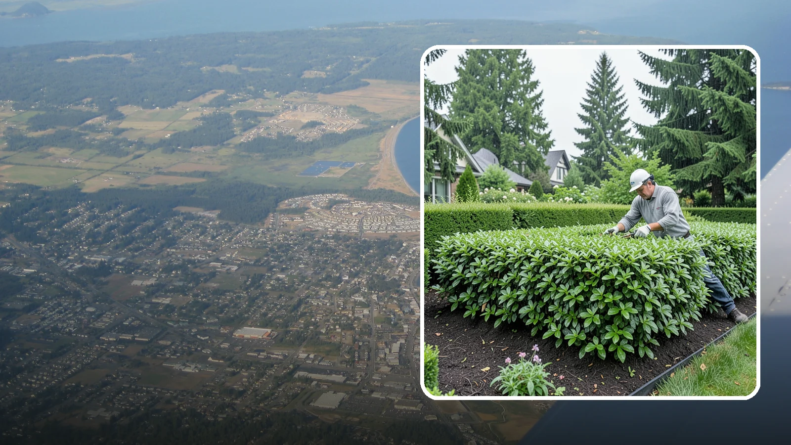 Privet Hedge Trimming in Oak Harbor, Island County, WA - Frequent, formal privet hedge trimming that maintains the crisp, geometric lines this classic fast-growing screen is known for.