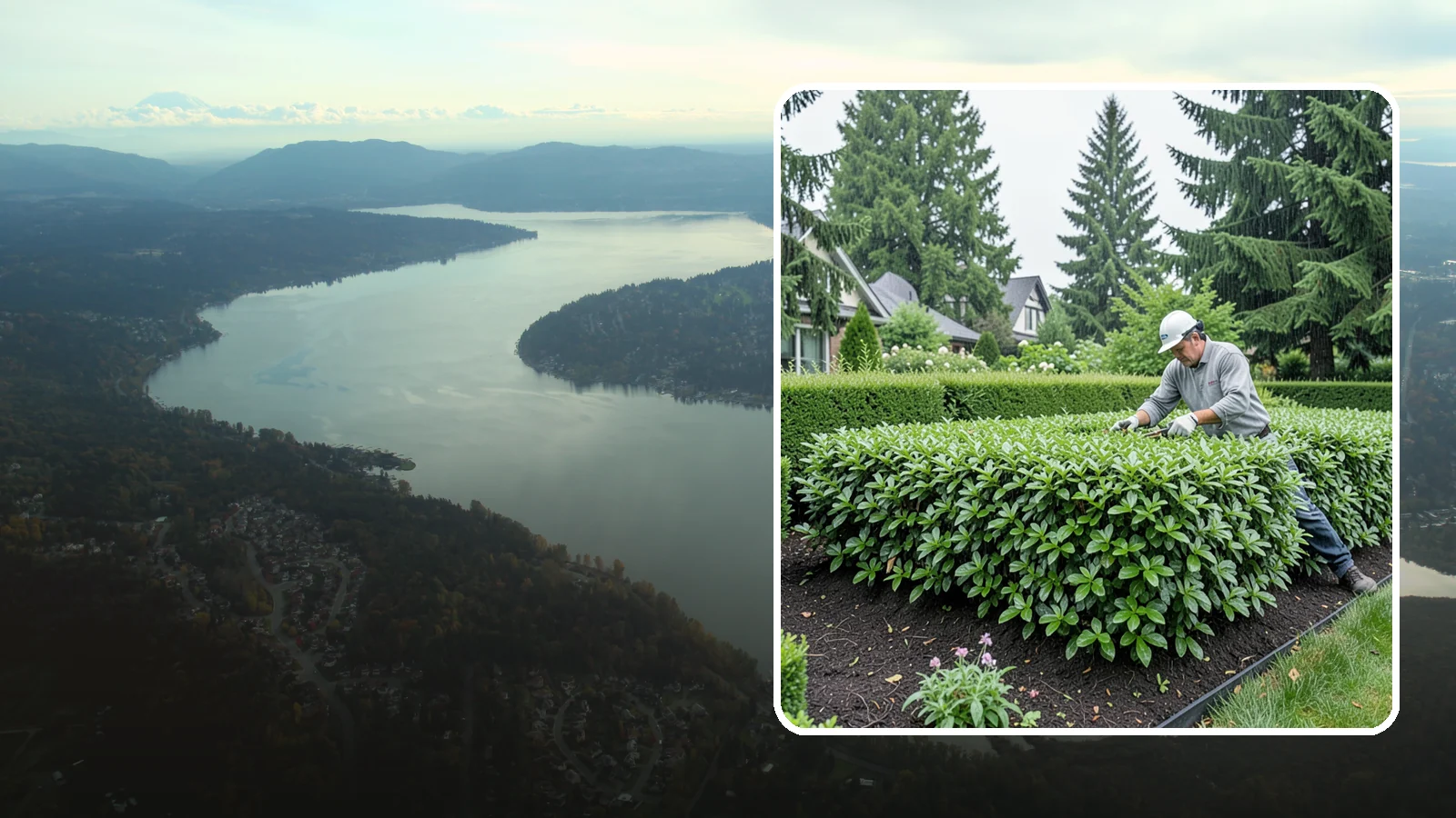 Privet Hedge Trimming in Sammamish, King County, WA - Frequent, formal privet hedge trimming that maintains the crisp, geometric lines this classic fast-growing screen is known for.