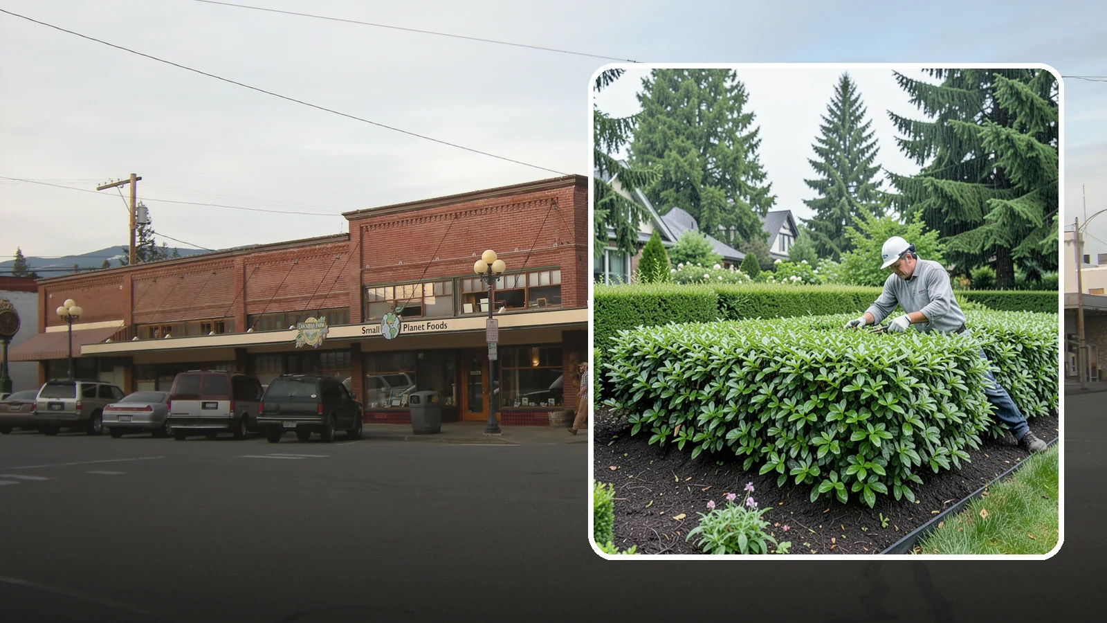 Privet Hedge Trimming in Sedro-Woolley, Skagit County, WA - Frequent, formal privet hedge trimming that maintains the crisp, geometric lines this classic fast-growing screen is known for.