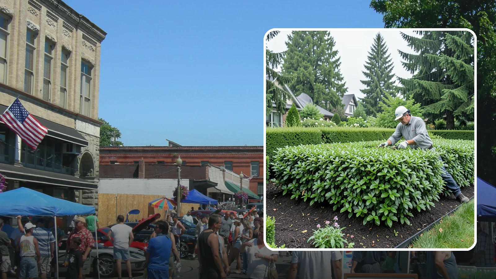 Privet Hedge Trimming in Snohomish, Snohomish County, WA - Frequent, formal privet hedge trimming that maintains the crisp, geometric lines this classic fast-growing screen is known for.