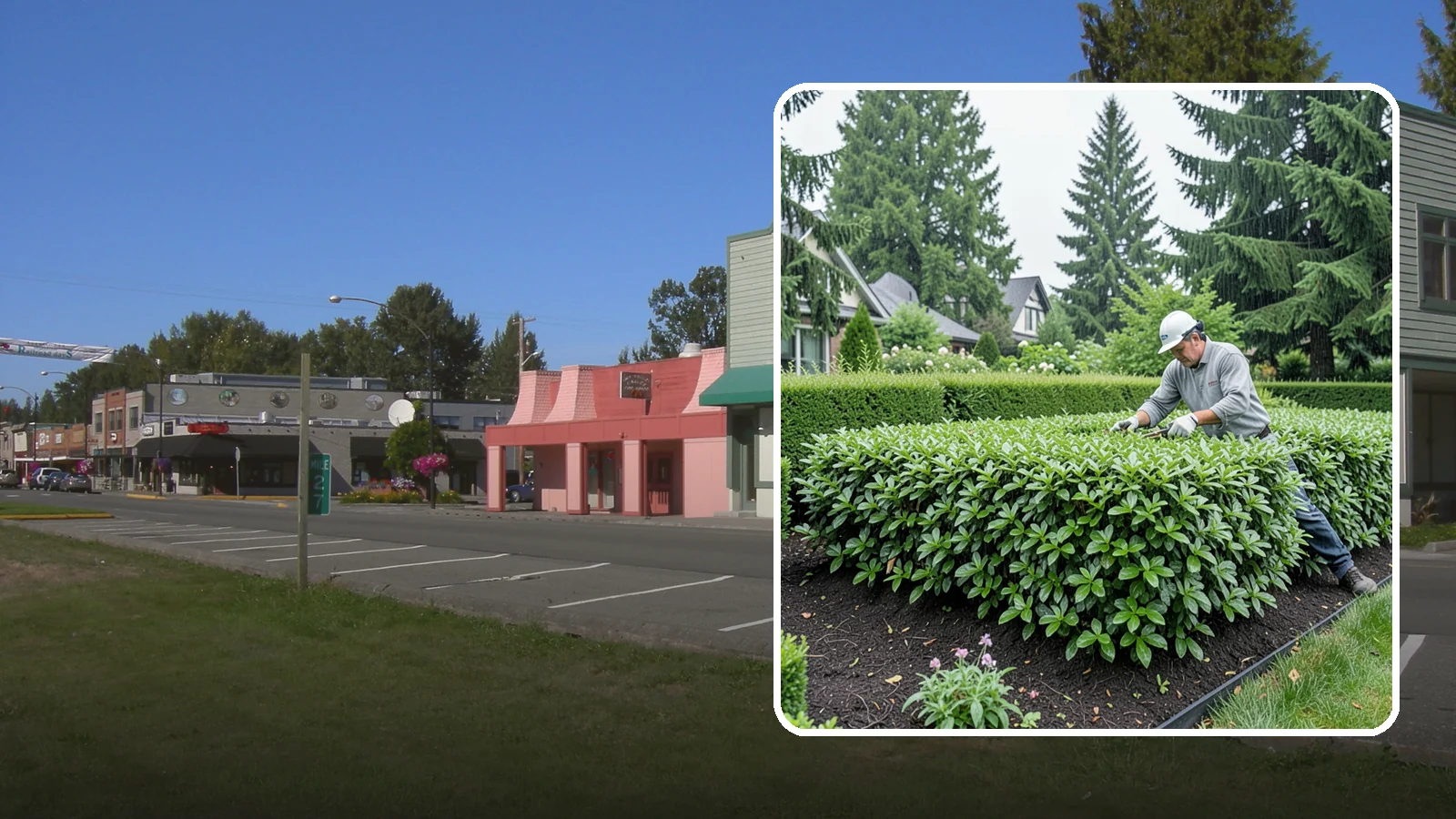 Privet Hedge Trimming in Snoqualmie, King County, WA - Frequent, formal privet hedge trimming that maintains the crisp, geometric lines this classic fast-growing screen is known for.