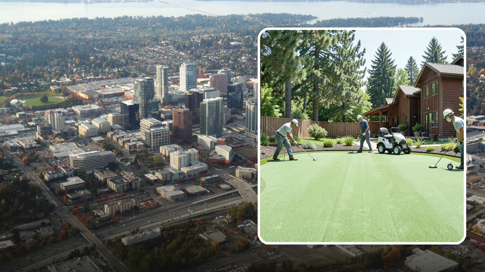 Putting Green Installation in Bellevue, King County, WA - Custom backyard putting greens with true roll and realistic speed to practice your short game at home.