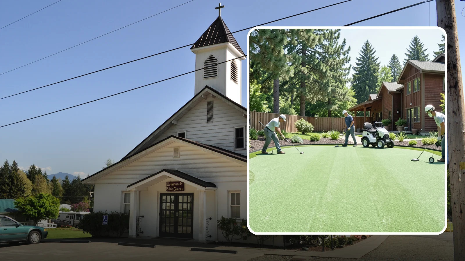Putting Green Installation in Concrete, Skagit County, WA - Custom backyard putting greens with true roll and realistic speed to practice your short game at home.