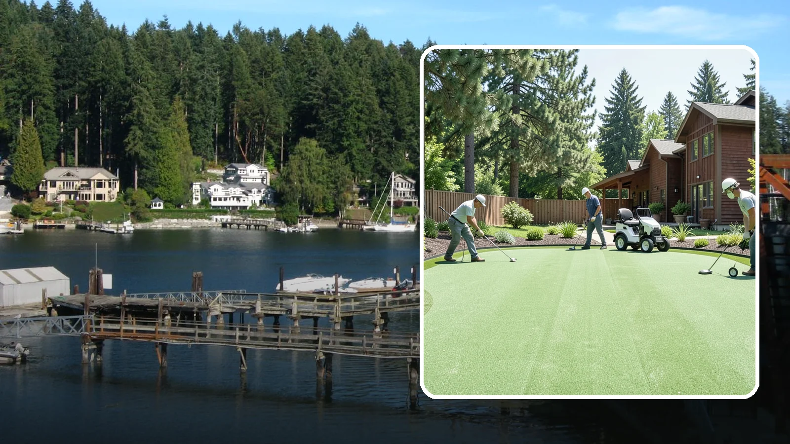 Putting Green Installation in Gig Harbor, Pierce County, WA - Custom backyard putting greens with true roll and realistic speed to practice your short game at home.