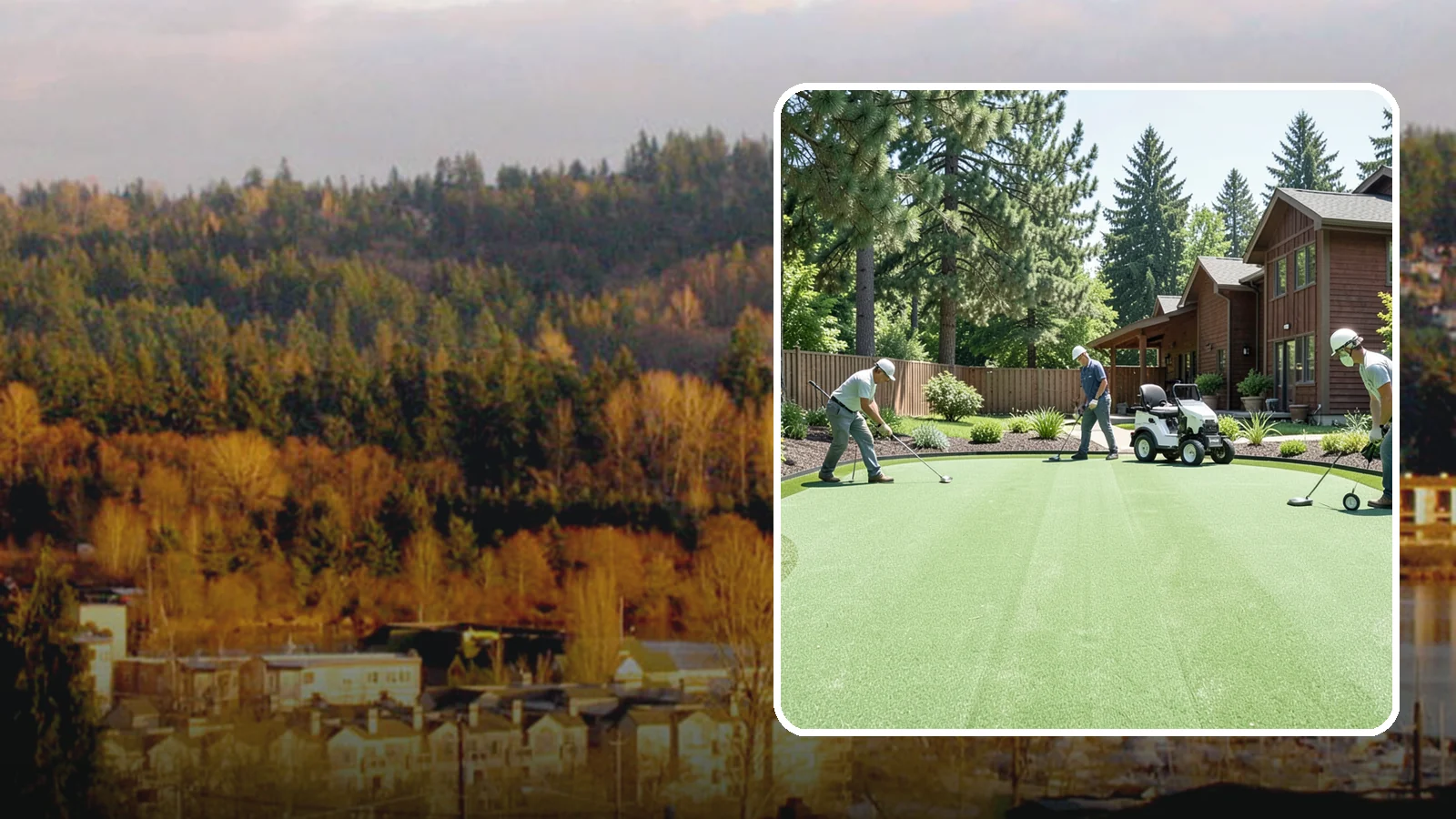 Putting Green Installation in Kenmore, King County, WA - Custom backyard putting greens with true roll and realistic speed to practice your short game at home.