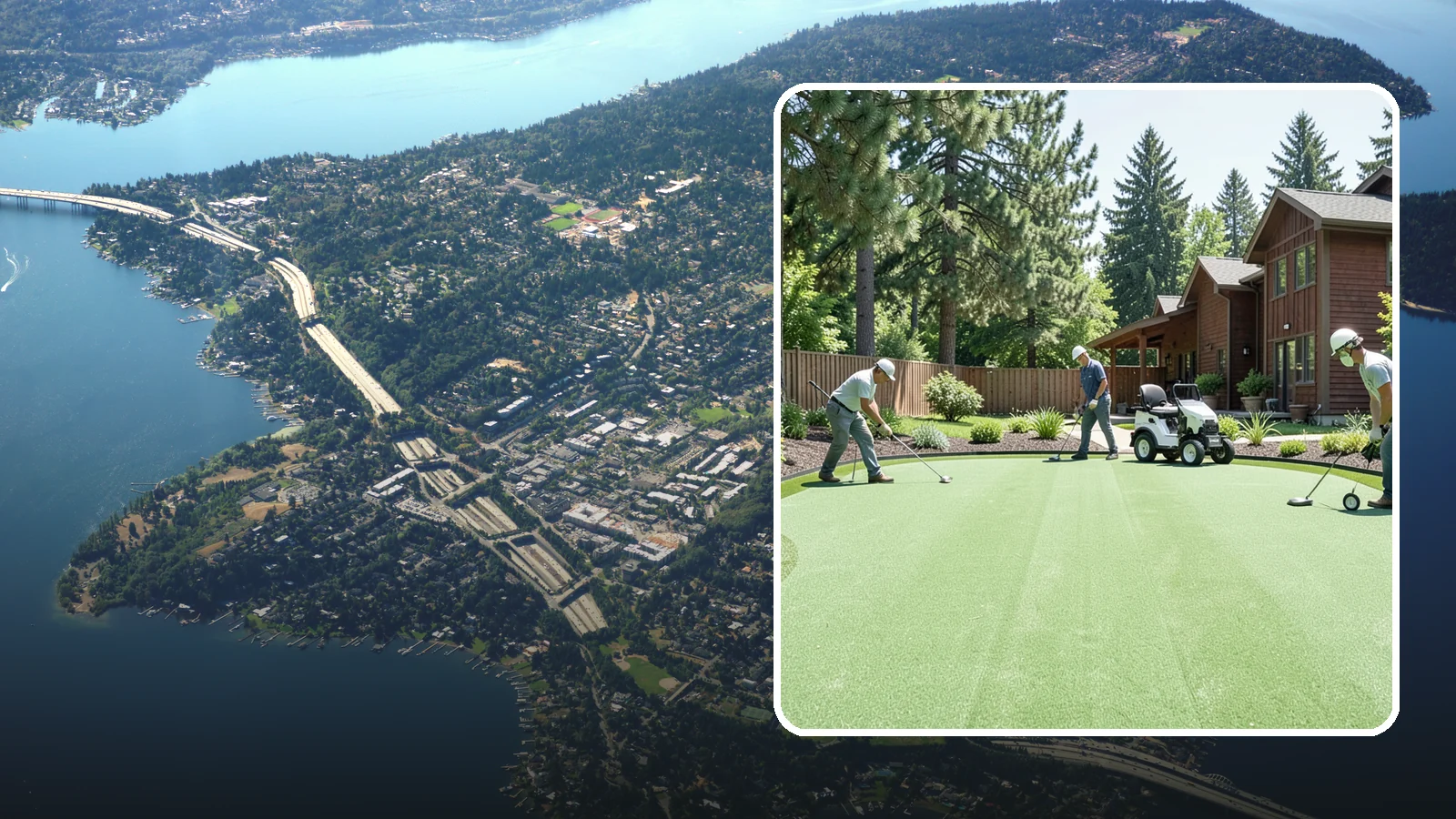 Putting Green Installation in Mercer Island, King County, WA - Custom backyard putting greens with true roll and realistic speed to practice your short game at home.