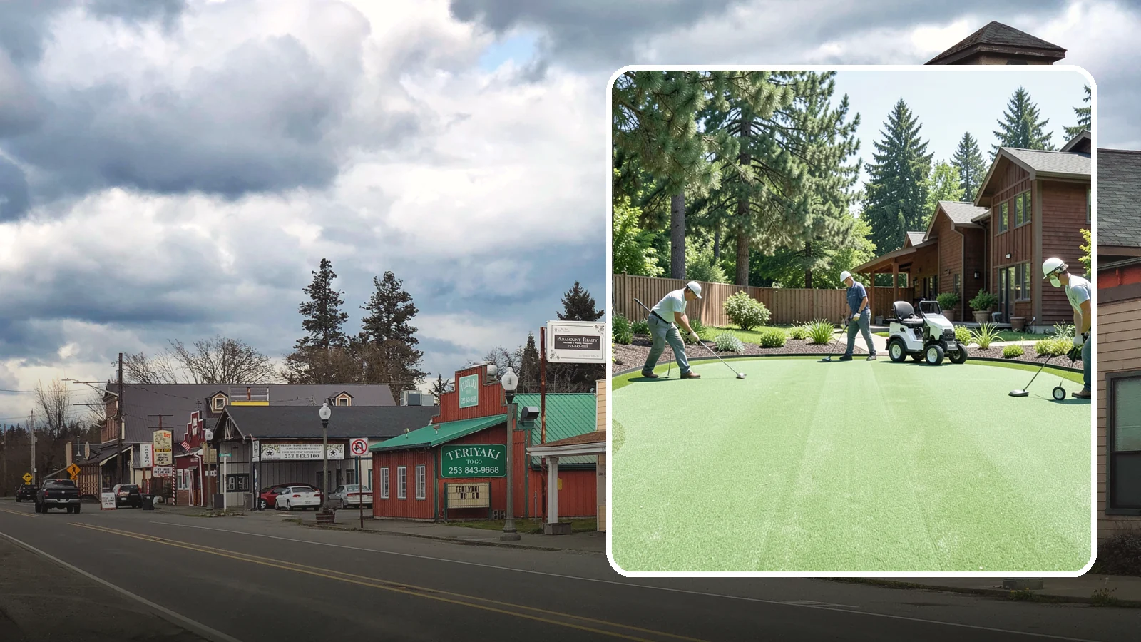 Putting Green Installation in Roy, Pierce County, WA - Custom backyard putting greens with true roll and realistic speed to practice your short game at home.