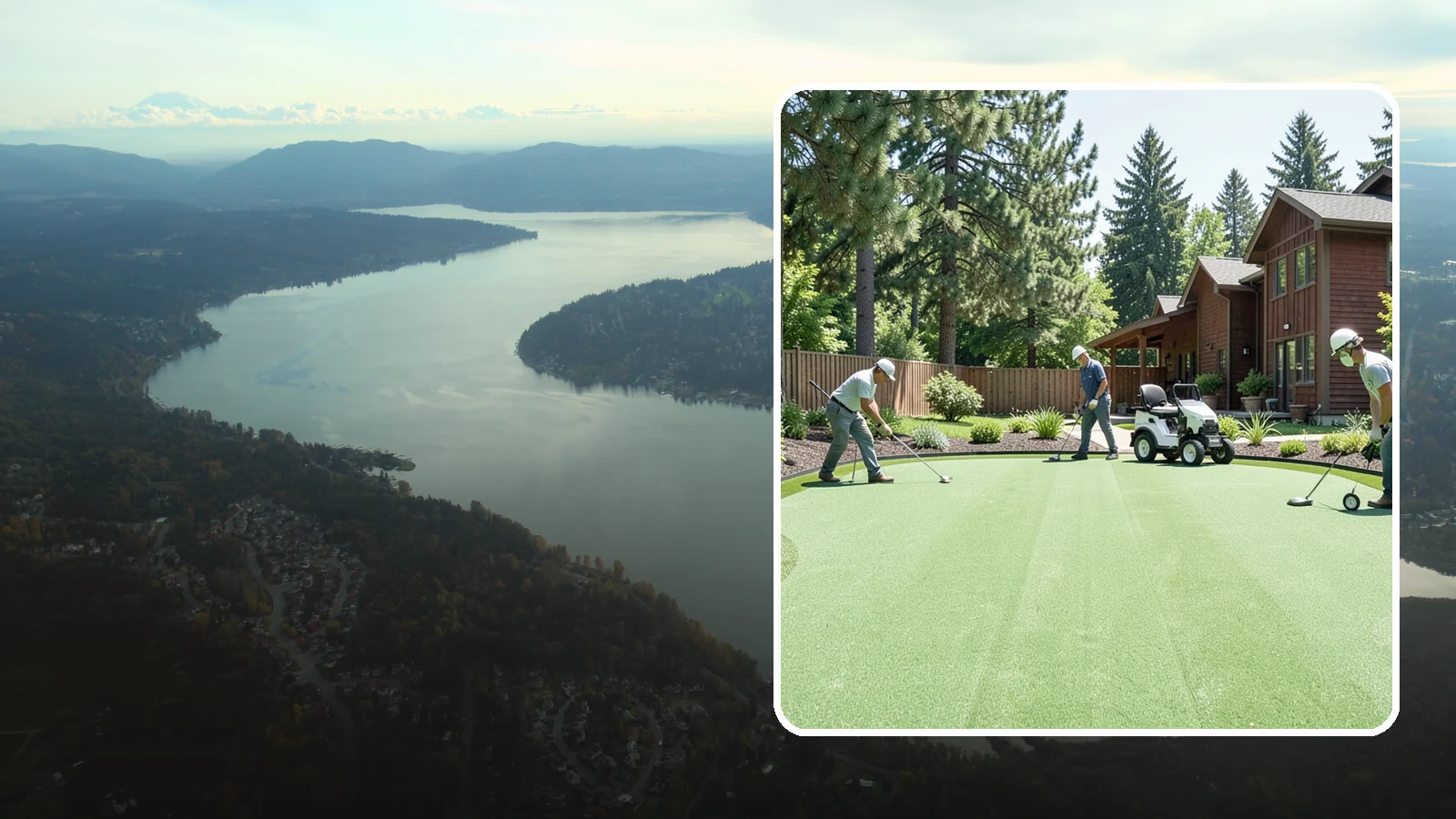 Putting Green Installation in Sammamish, King County, WA - Custom backyard putting greens with true roll and realistic speed to practice your short game at home.