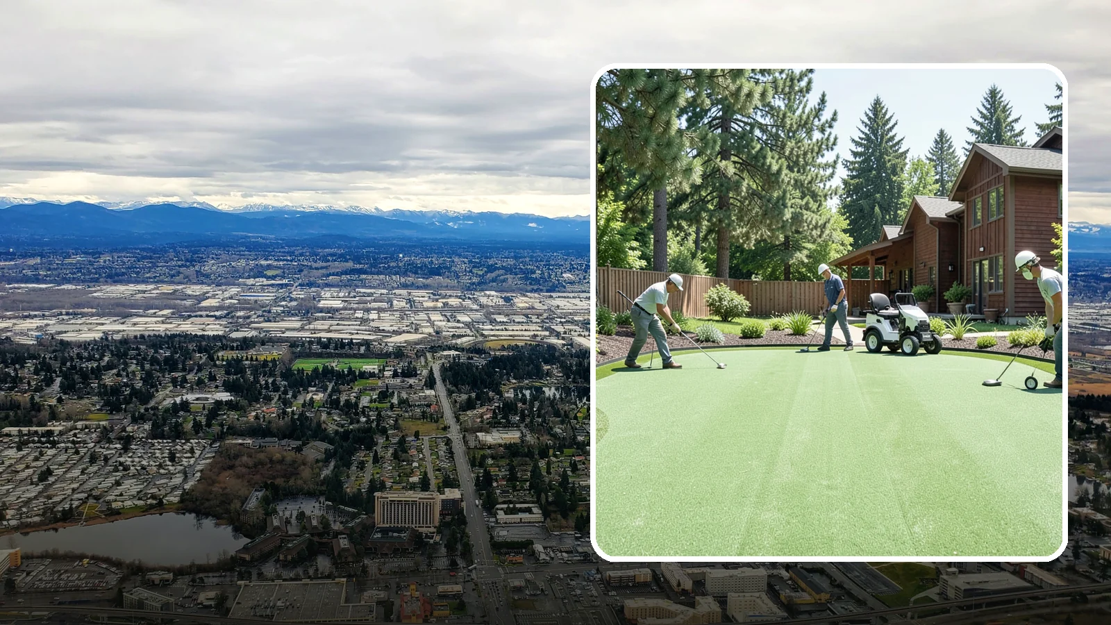 Putting Green Installation in SeaTac, King County, WA - Custom backyard putting greens with true roll and realistic speed to practice your short game at home.