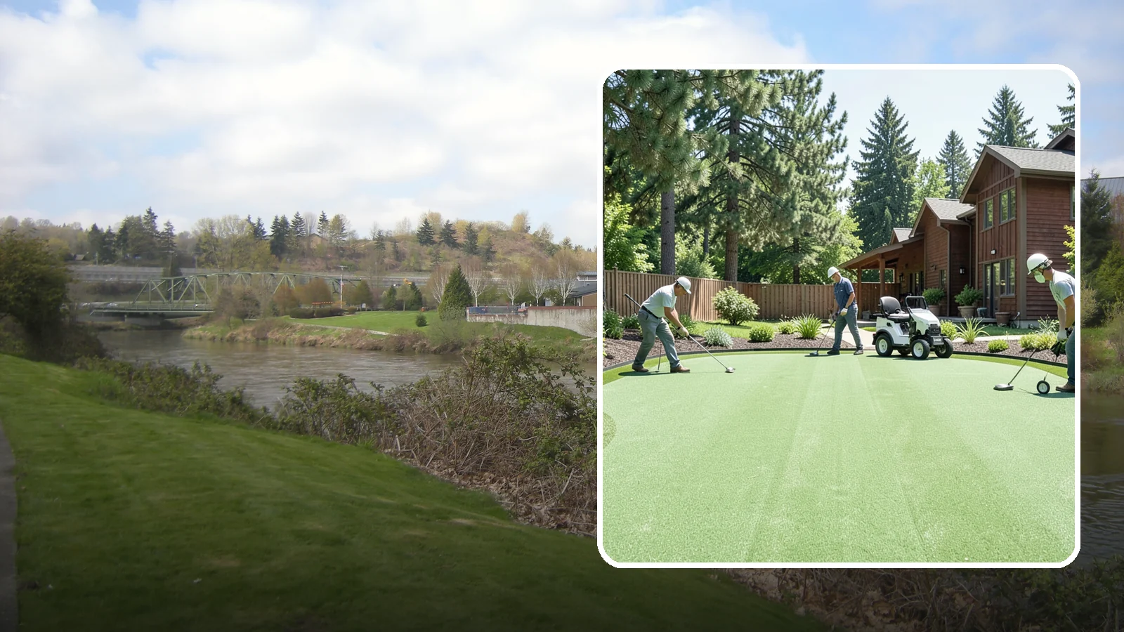 Putting Green Installation in Tukwila, King County, WA - Custom backyard putting greens with true roll and realistic speed to practice your short game at home.