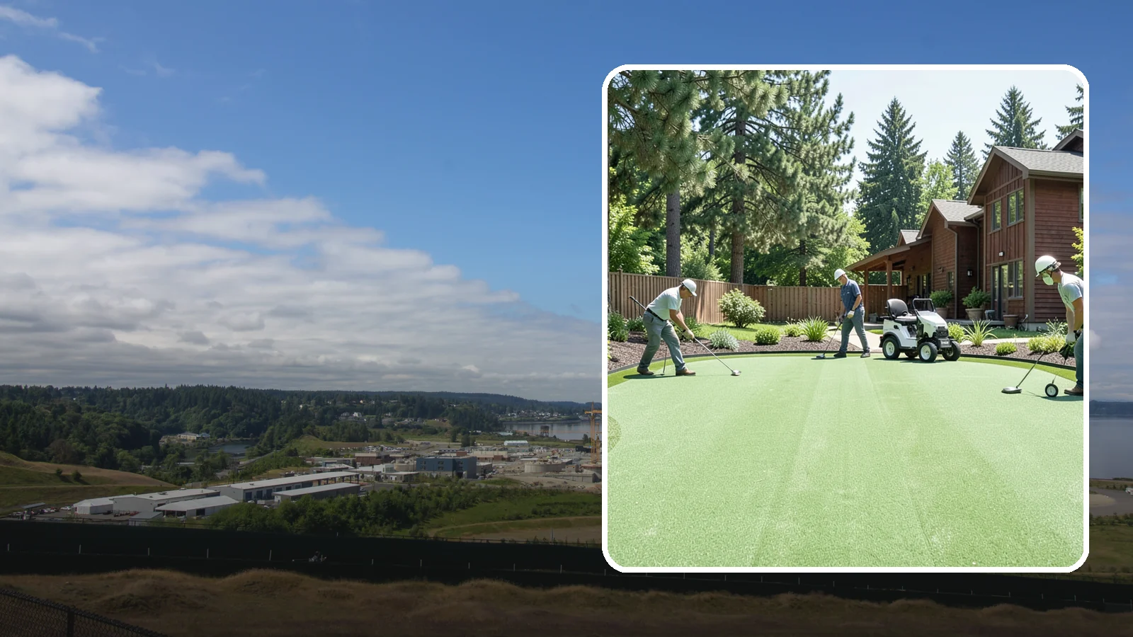 Putting Green Installation in University Place, Pierce County, WA - Custom backyard putting greens with true roll and realistic speed to practice your short game at home.