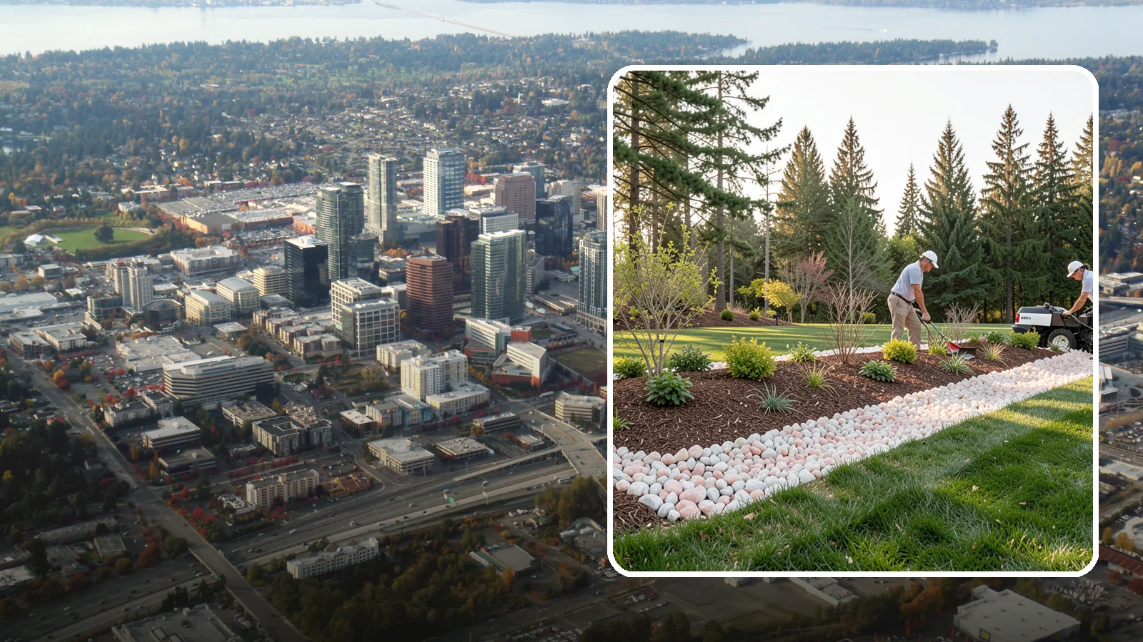 Quartz Rock Installation in Bellevue, King County, WA - Bright, crystalline white-to-rose quartz that brings sparkle and upscale contrast to feature beds and borders.