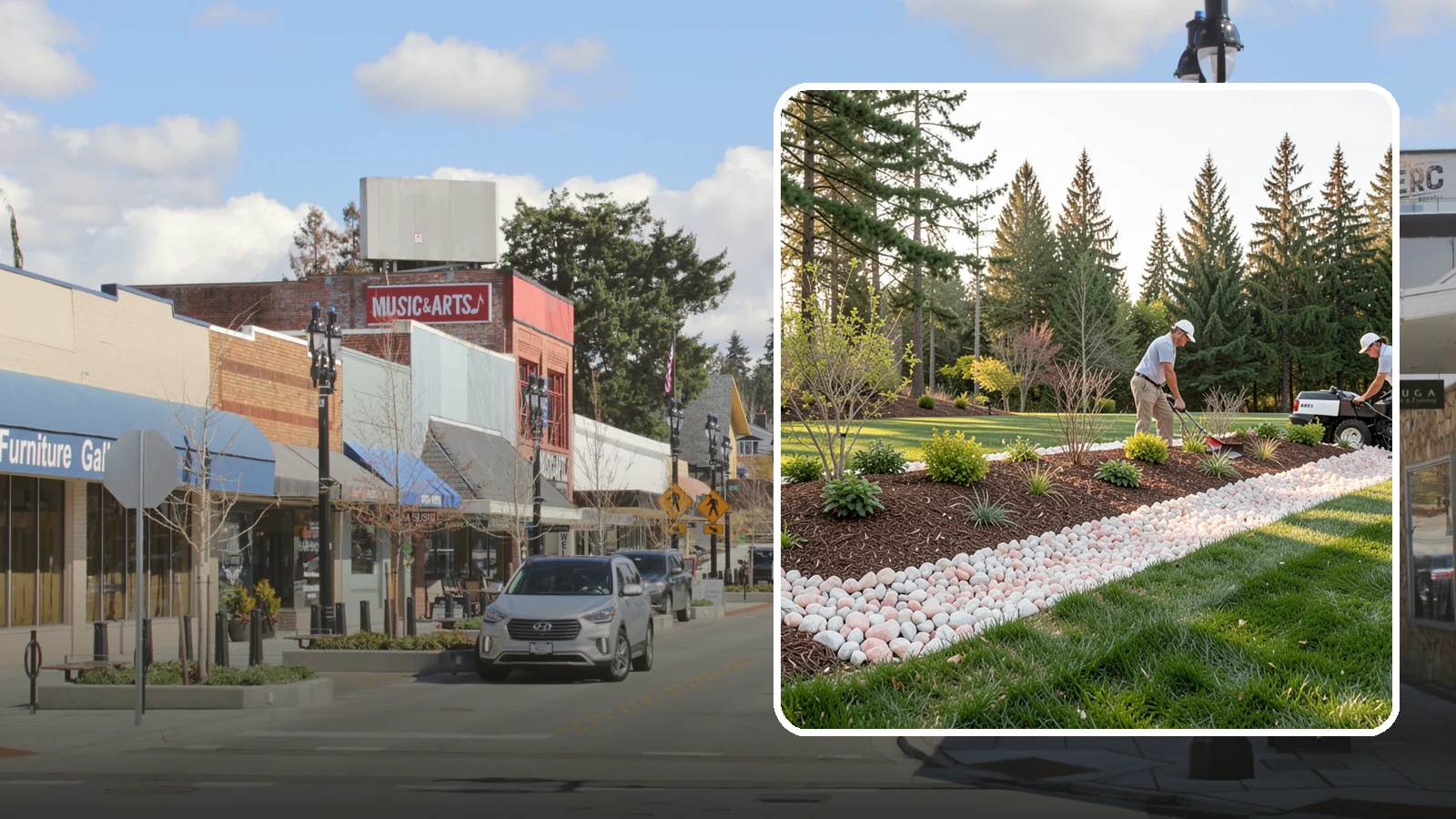 Quartz Rock Installation in Bothell, King County, WA - Bright, crystalline white-to-rose quartz that brings sparkle and upscale contrast to feature beds and borders.