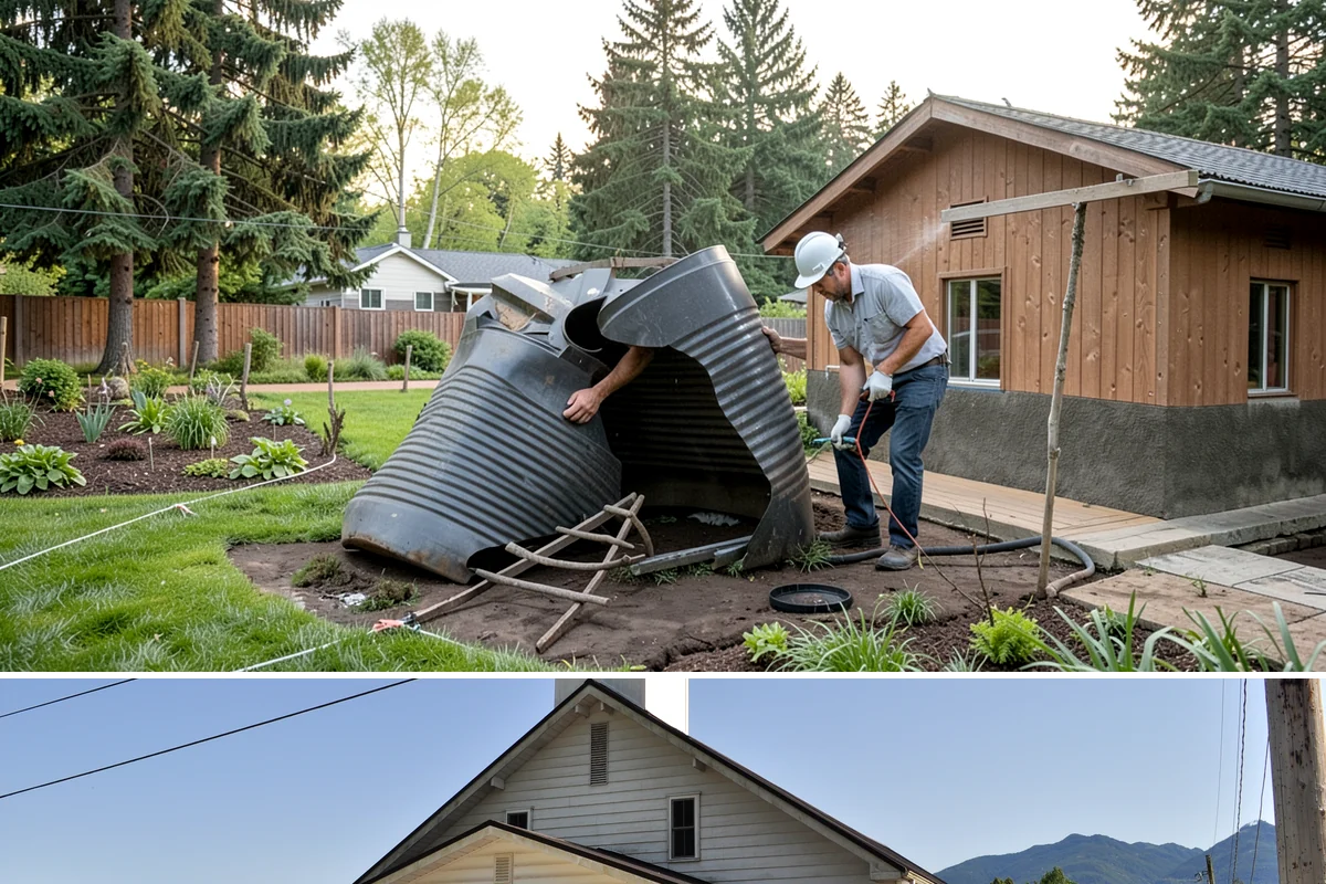 Quartz Rock Installation in Concrete, Skagit County, WA - Quartz can be installed year-round, but a dry day makes it easier to keep the bright stone free of mud during placement.