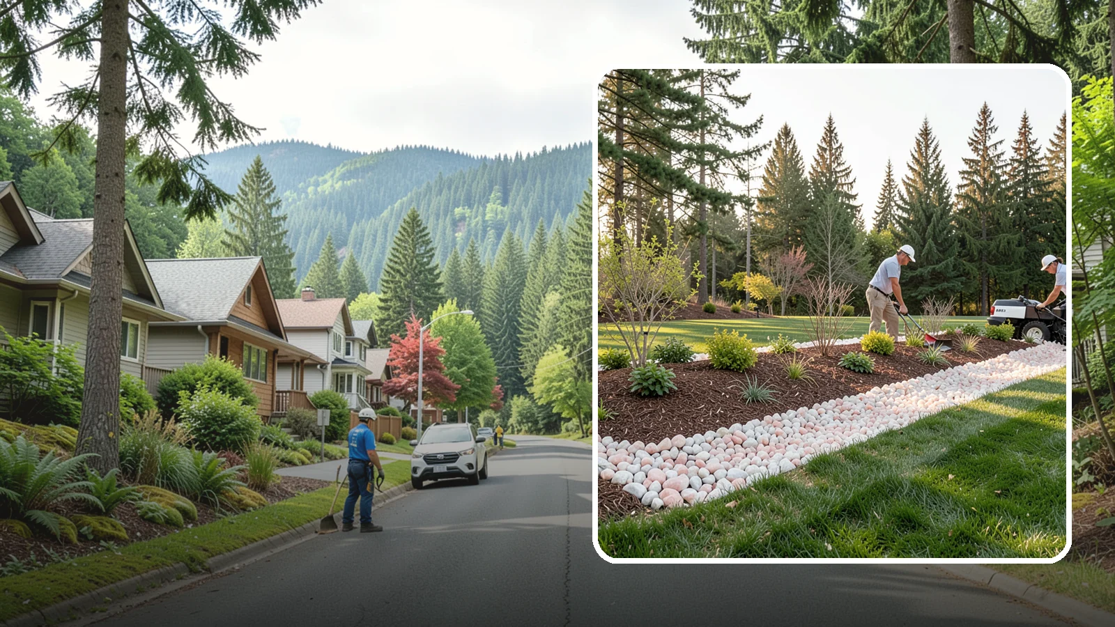 Quartz Rock Installation in Darrington, Snohomish County, WA - Bright, crystalline white-to-rose quartz that brings sparkle and upscale contrast to feature beds and borders.