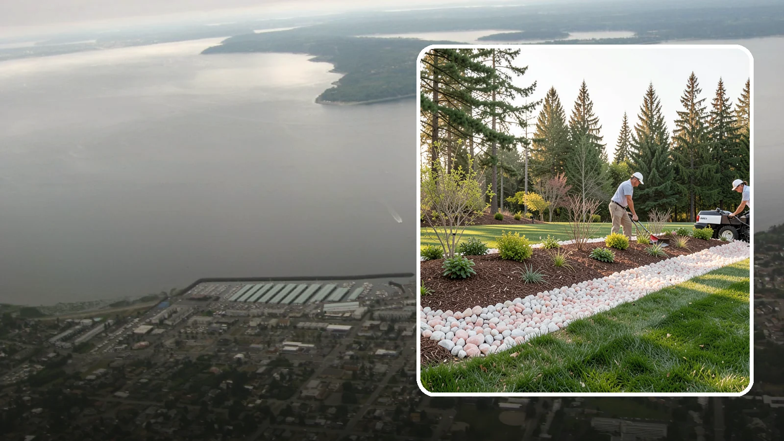 Quartz Rock Installation in Des Moines, King County, WA - Bright, crystalline white-to-rose quartz that brings sparkle and upscale contrast to feature beds and borders.