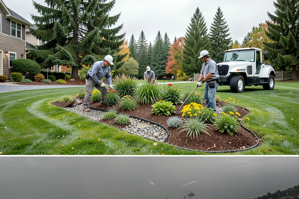 Quartz Rock Installation in Des Moines, King County, WA - Quartz can be installed year-round, but a dry day makes it easier to keep the bright stone free of mud during placement.