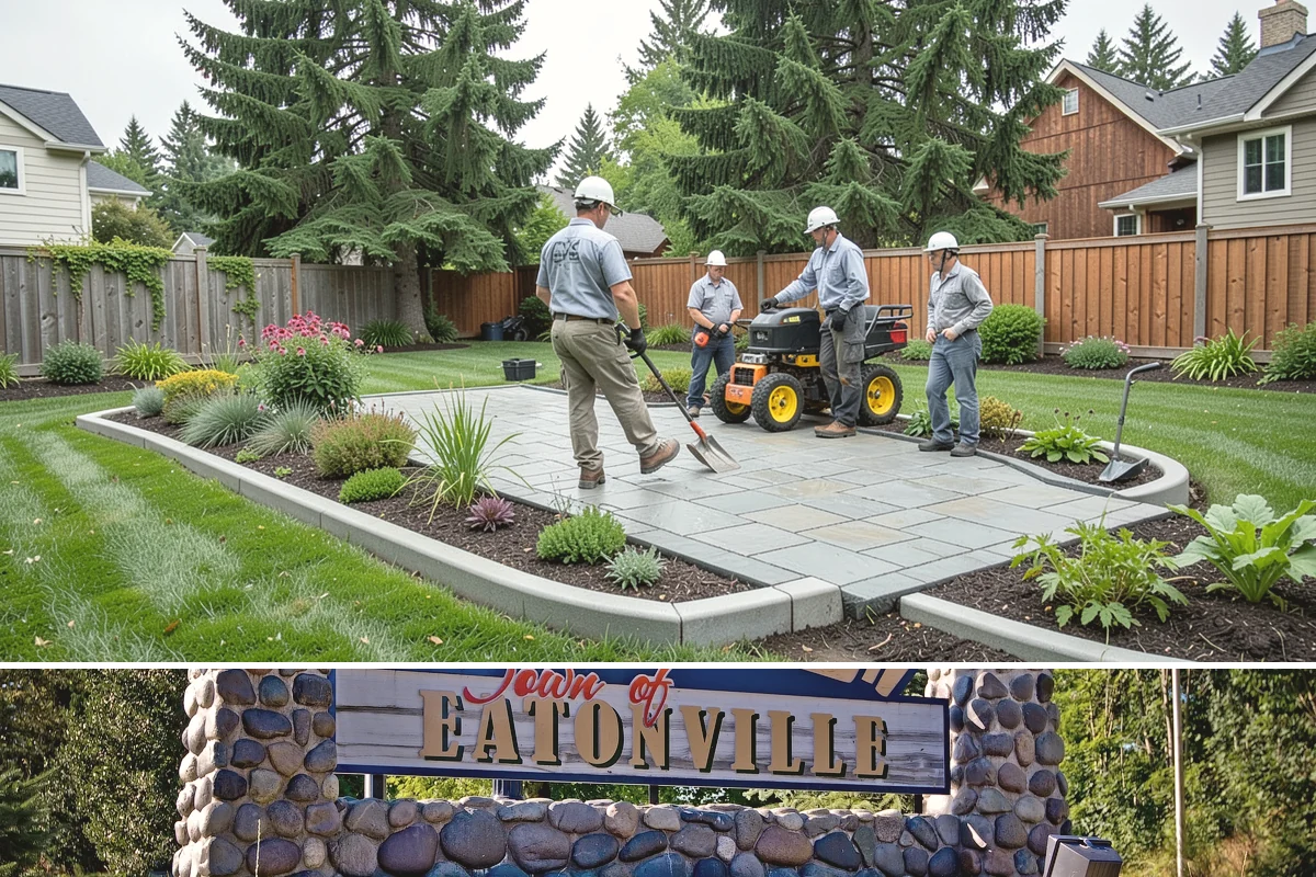 Quartz Rock Installation in Eatonville, Pierce County, WA - Quartz can be installed year-round, but a dry day makes it easier to keep the bright stone free of mud during placement.