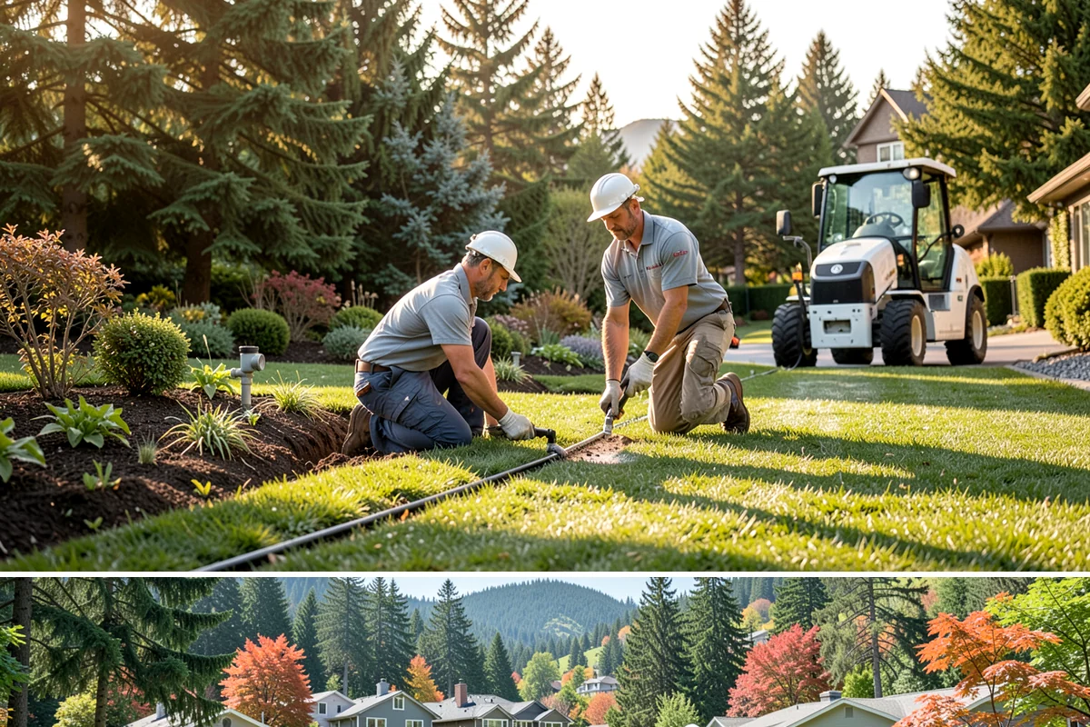 Quartz Rock Installation in Fircrest, Pierce County, WA - Quartz can be installed year-round, but a dry day makes it easier to keep the bright stone free of mud during placement.