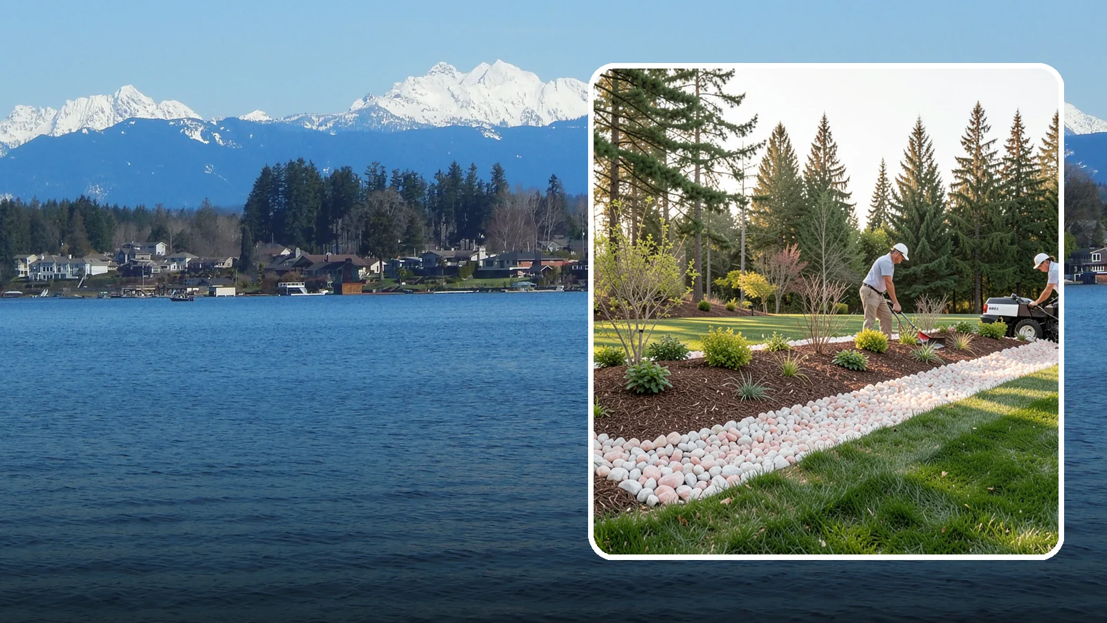 Quartz Rock Installation in Lake Stevens, Snohomish County, WA - Bright, crystalline white-to-rose quartz that brings sparkle and upscale contrast to feature beds and borders.