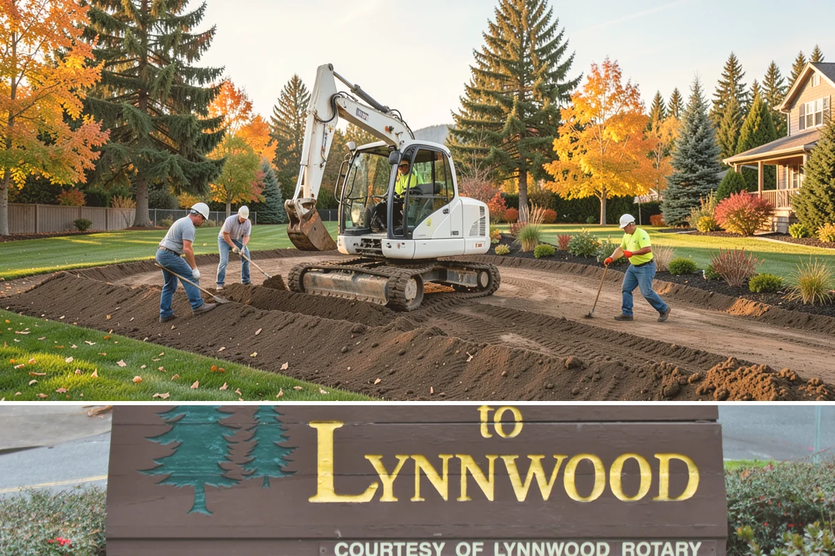 Quartz Rock Installation in Lynnwood, Snohomish County, WA - Quartz can be installed year-round, but a dry day makes it easier to keep the bright stone free of mud during placement.