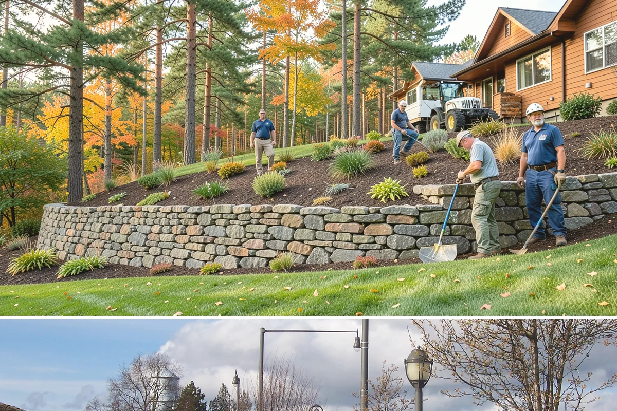 Quartz Rock Installation in Marysville, Snohomish County, WA - Quartz can be installed year-round, but a dry day makes it easier to keep the bright stone free of mud during placement.