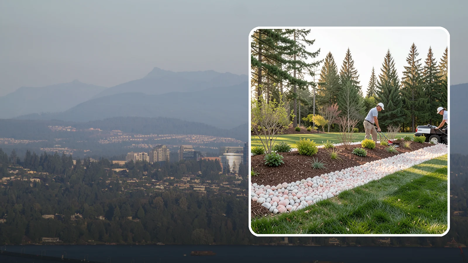 Quartz Rock Installation in Medina, King County, WA - Bright, crystalline white-to-rose quartz that brings sparkle and upscale contrast to feature beds and borders.