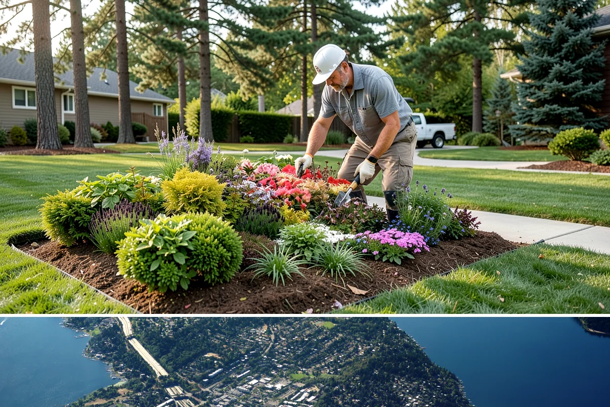 Quartz Rock Installation in Mercer Island, King County, WA - Quartz can be installed year-round, but a dry day makes it easier to keep the bright stone free of mud during placement.