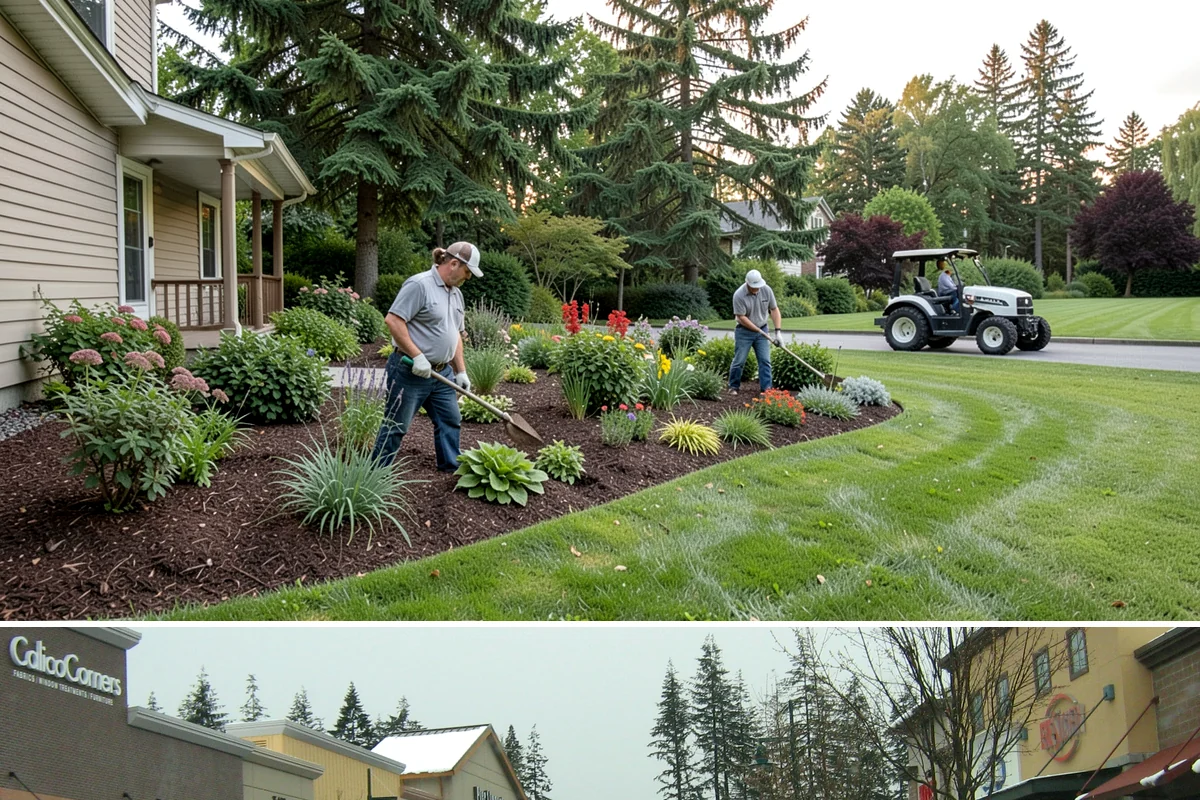 Quartz Rock Installation in Mill Creek, Snohomish County, WA - Quartz can be installed year-round, but a dry day makes it easier to keep the bright stone free of mud during placement.