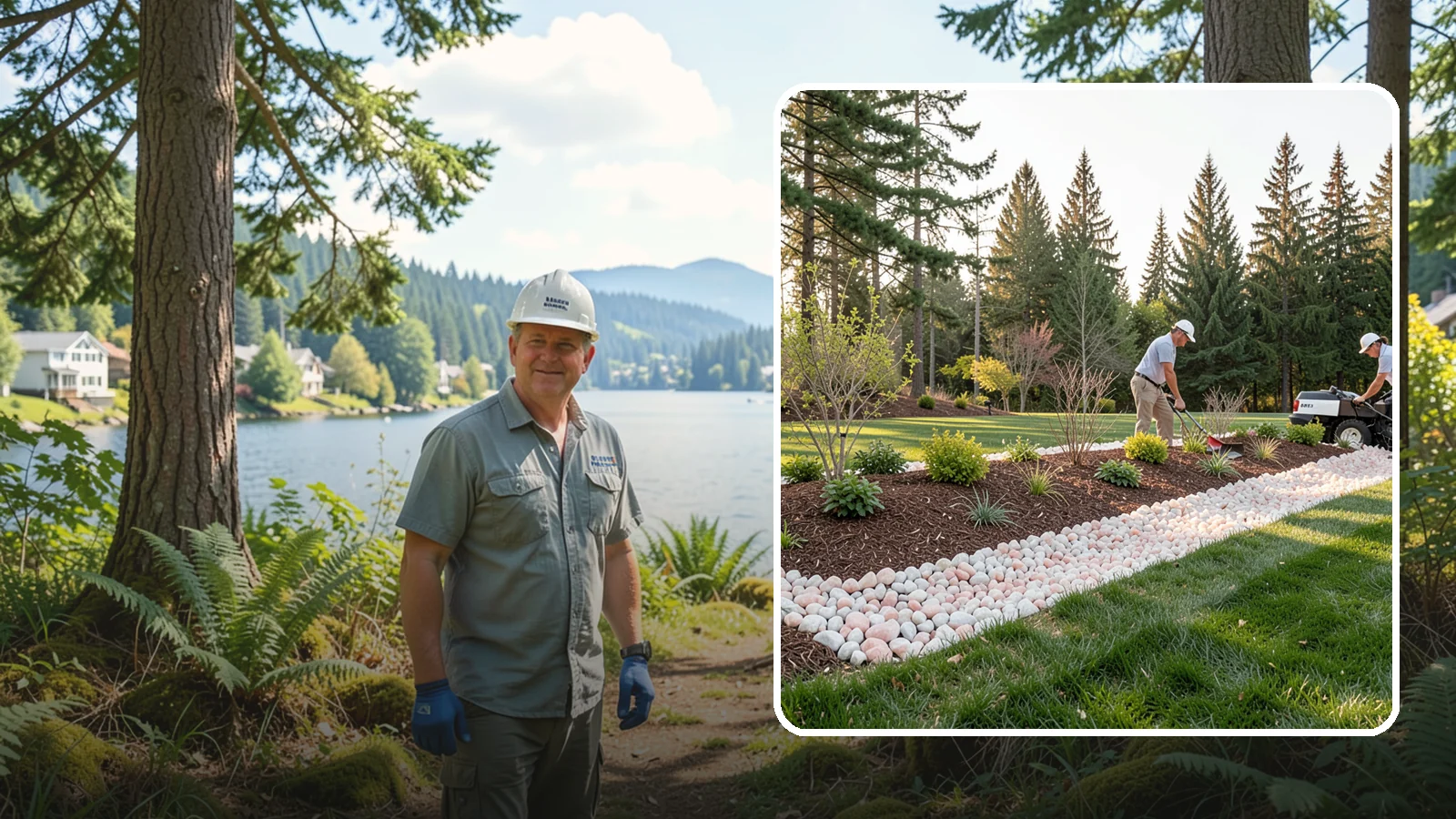 Quartz Rock Installation in Milton, King County, WA - Bright, crystalline white-to-rose quartz that brings sparkle and upscale contrast to feature beds and borders.