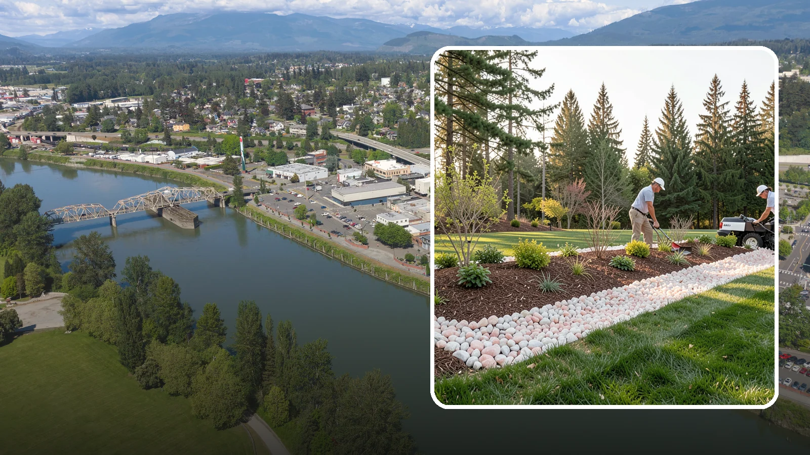 Quartz Rock Installation in Mount Vernon, Skagit County, WA - Bright, crystalline white-to-rose quartz that brings sparkle and upscale contrast to feature beds and borders.